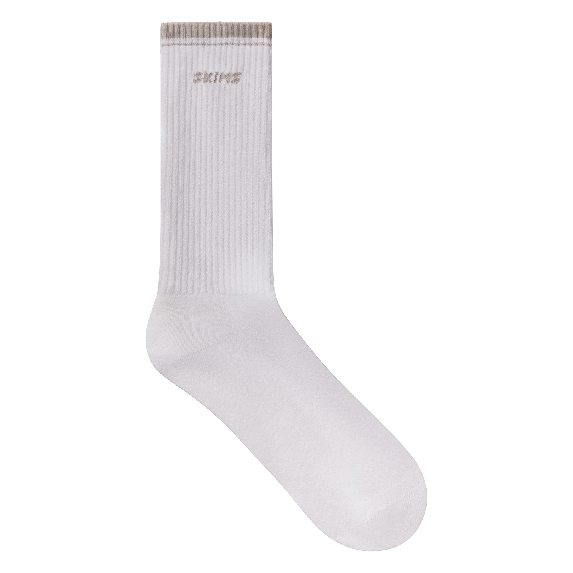 RIBBED CREW LOGO SOCK 3-PACK | STONE MULTI & LAYS FLAT ON A WHITE BACKGROUND | FLT
