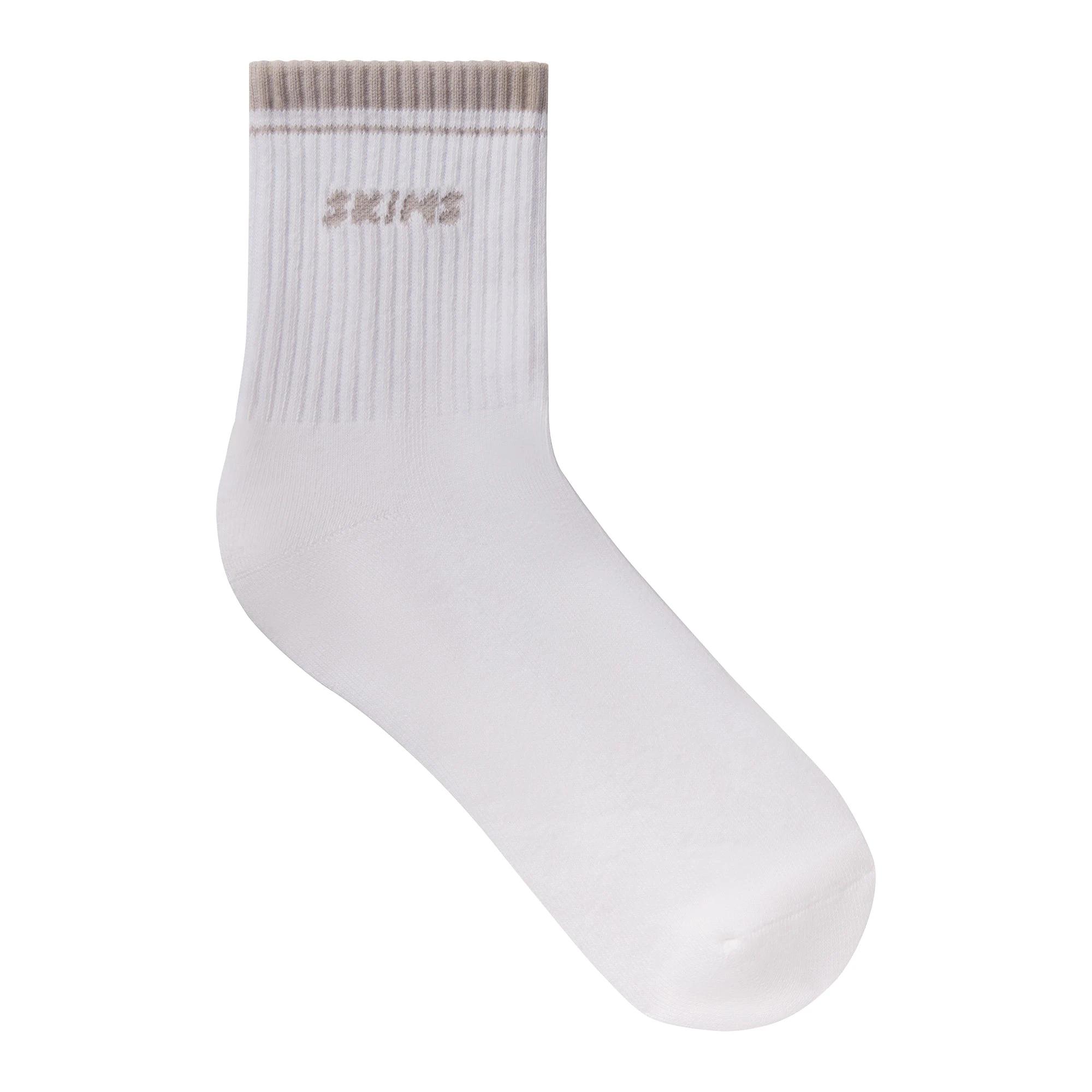 RIBBED QUARTER CREW LOGO SOCK 3-PACK | STONE MULTI & LAYS FLAT ON A WHITE BACKGROUND | FLT