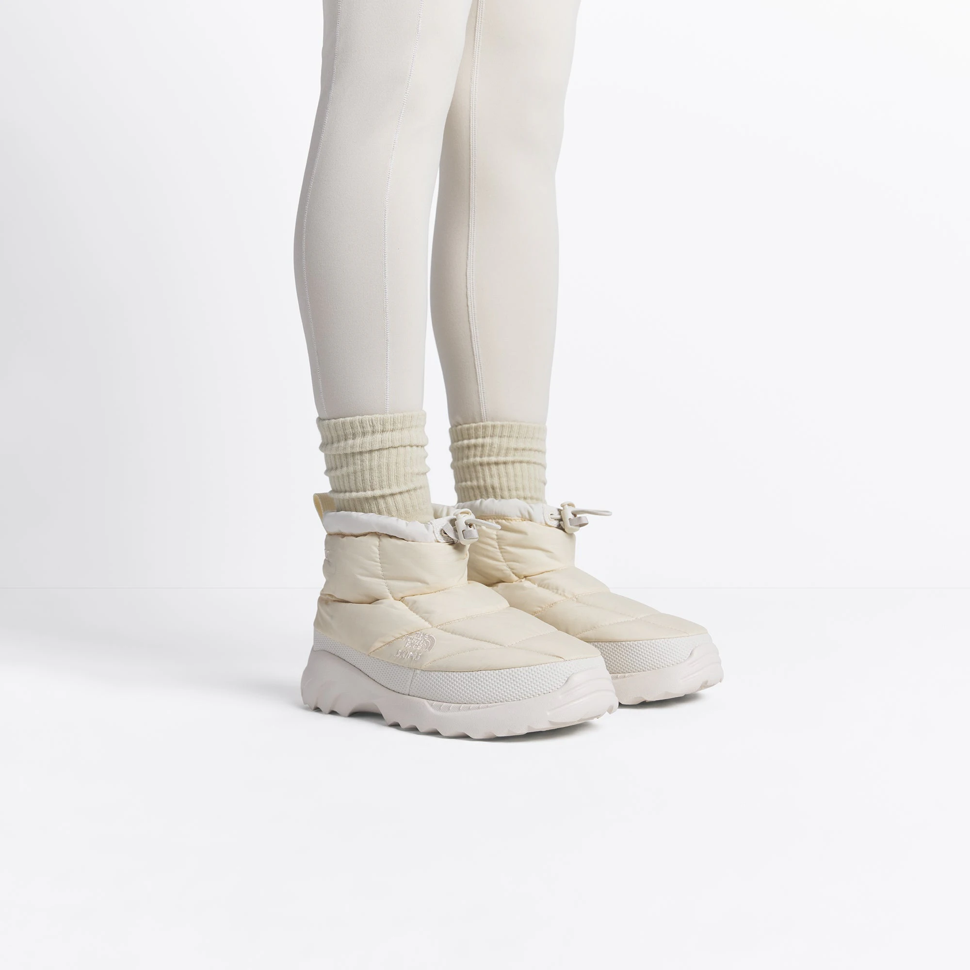 THE NORTH FACE X SKIMS NUPTSE TRACTION CHUKKA | BONE ON A MODEL FRONT VIEW @ | FOCUS: 0.0, 1.0, 0.9