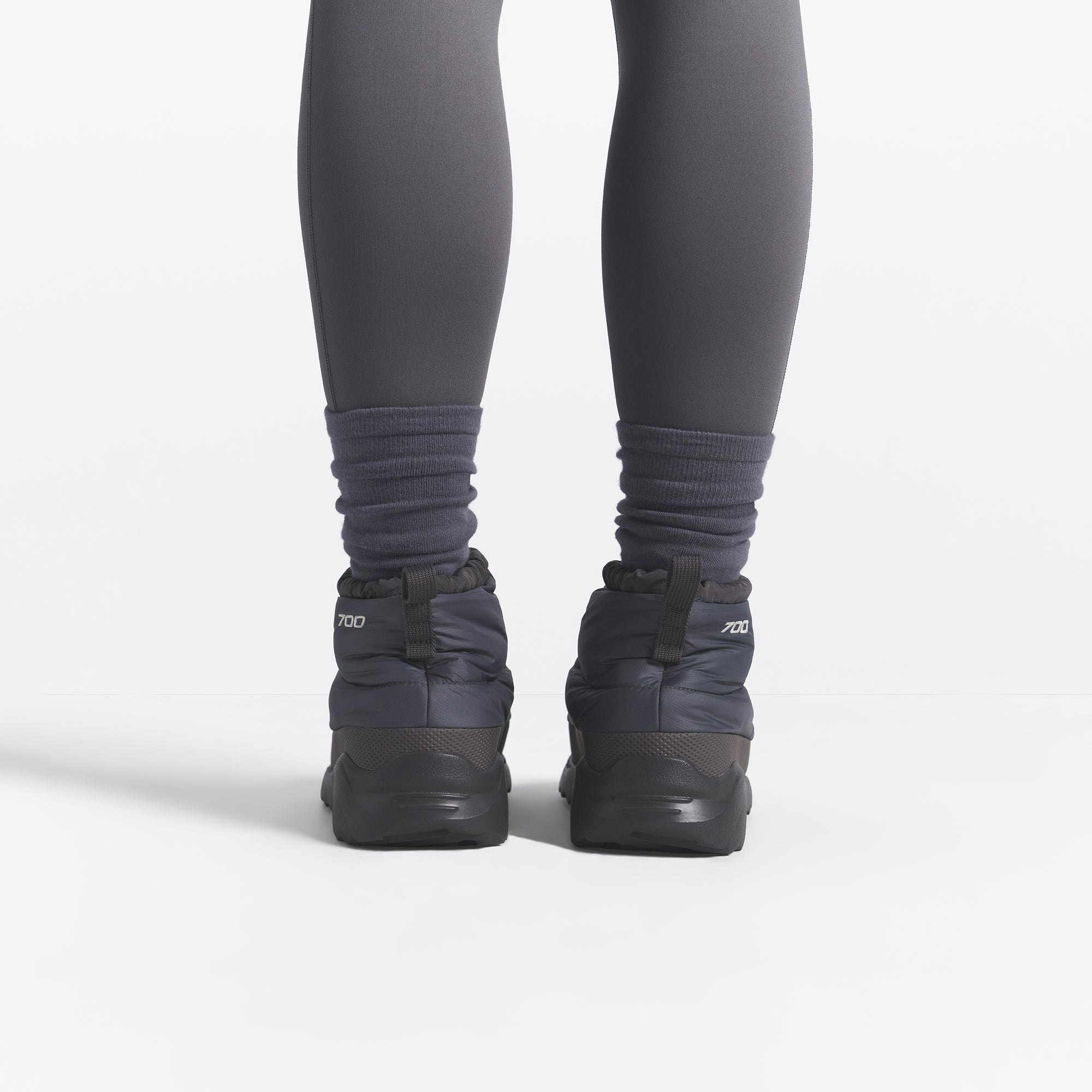 THE NORTH FACE X SKIMS NUPTSE TRACTION CHUKKA | GUNMETAL ON A MODEL BACK VIEW @ | FOCUS: 0.0, 1.0, 0.9