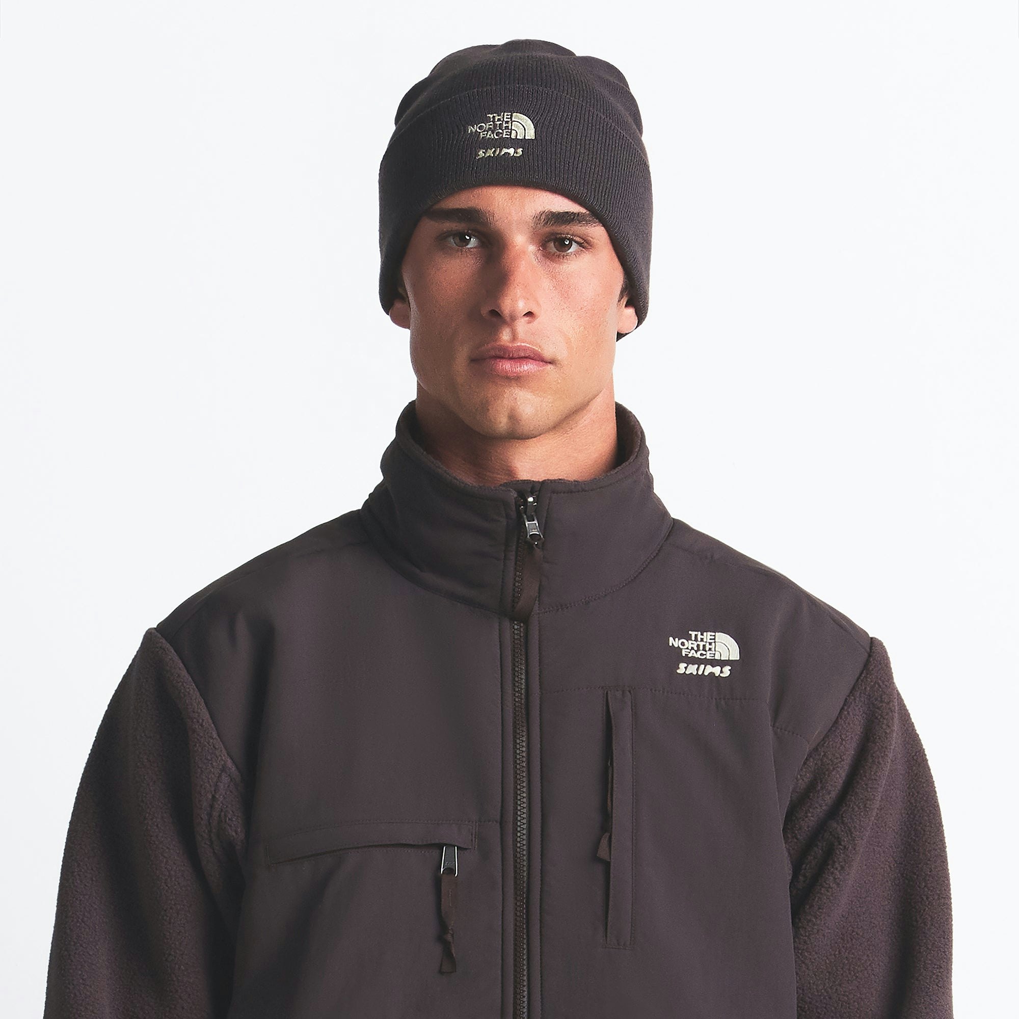 THE NORTH FACE X SKIMS BEANIE | PHOENIX ON A MODEL FRONT VIEW @ | FOCUS: 0.0, 1.0, 0.9