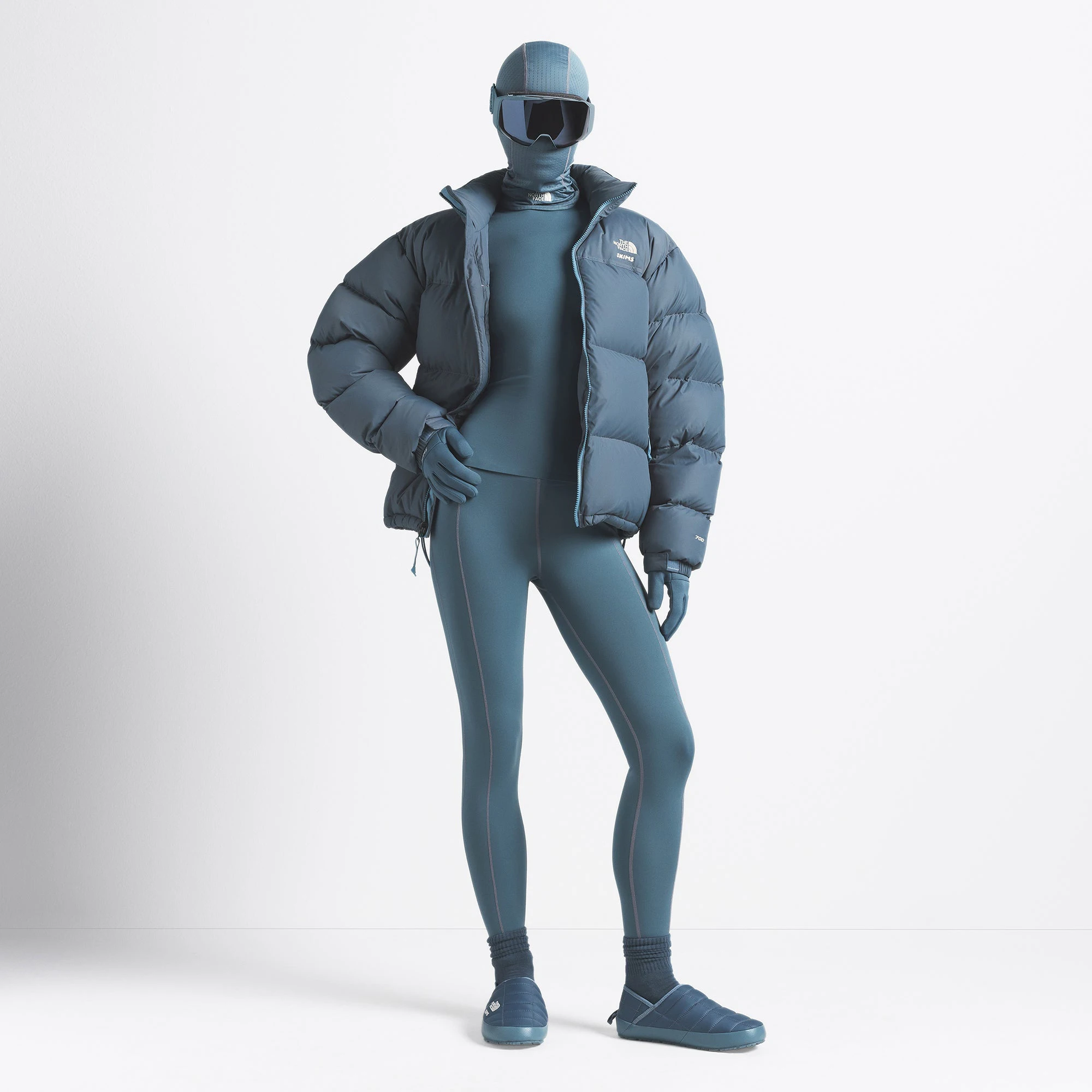 THE NORTH FACE X SKIMS DOTKNIT BALACLAVA | KYANITE ON A MODEL FRONT VIEW @ | FOCUS: 0.0, 1.0, 0.9
