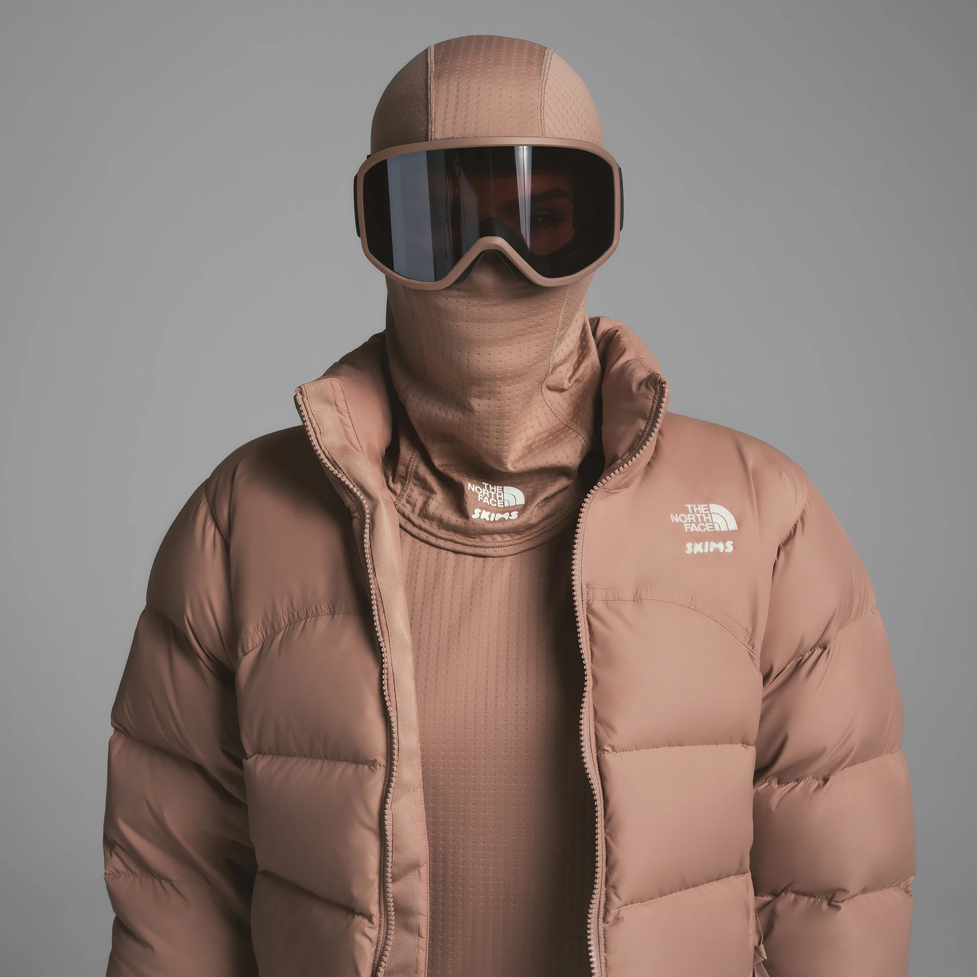 THE NORTH FACE X SKIMS DOTKNIT BALACLAVA | SIENNA ON A MODEL FRONT VIEW