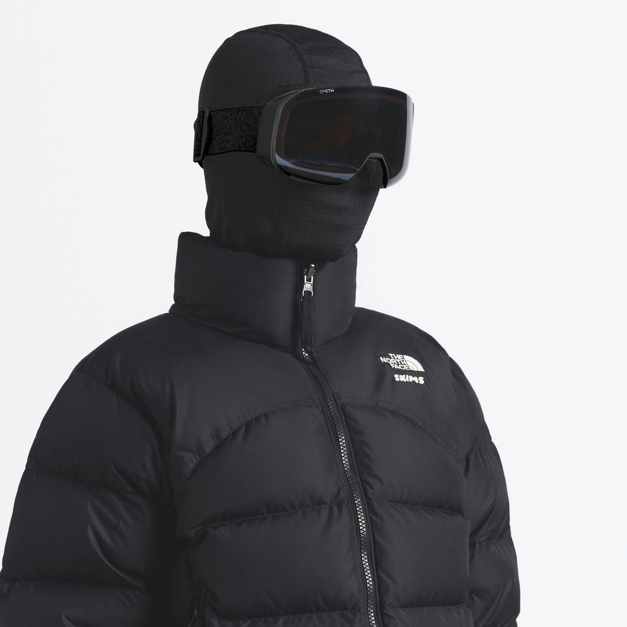 THE NORTH FACE X SKIMS DOTKNIT BALACLAVA | ONYX ON A MODEL FRONT VIEW @ | FOCUS: 0.0, 1.0, 0.9