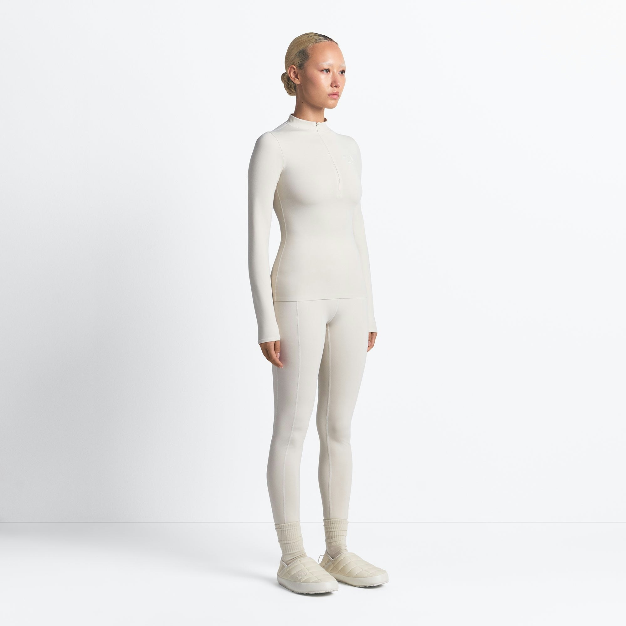 THE NORTH FACE X SKIMS REFINA LONG SLEEVE TOP | BONE ON A MODEL FRONT VIEW @ | FOCUS: 0.0, 1.0, 0.9