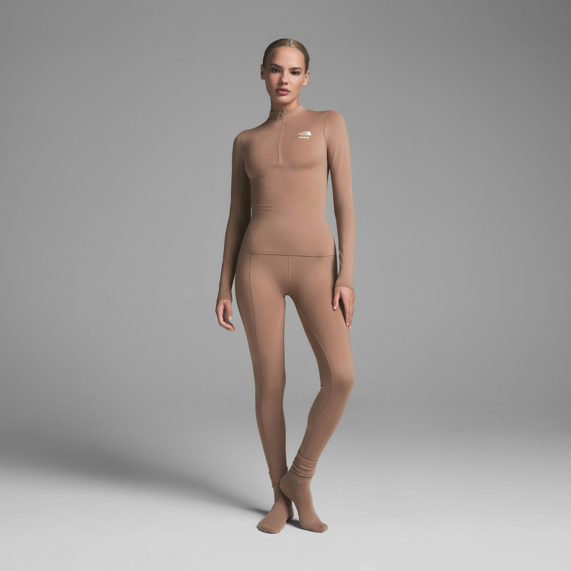 THE NORTH FACE X SKIMS REFINA LONG SLEEVE TOP | SIENNA ON A MODEL FRONT VIEW | FOCUS: 0.0, 1.0, 0.9
