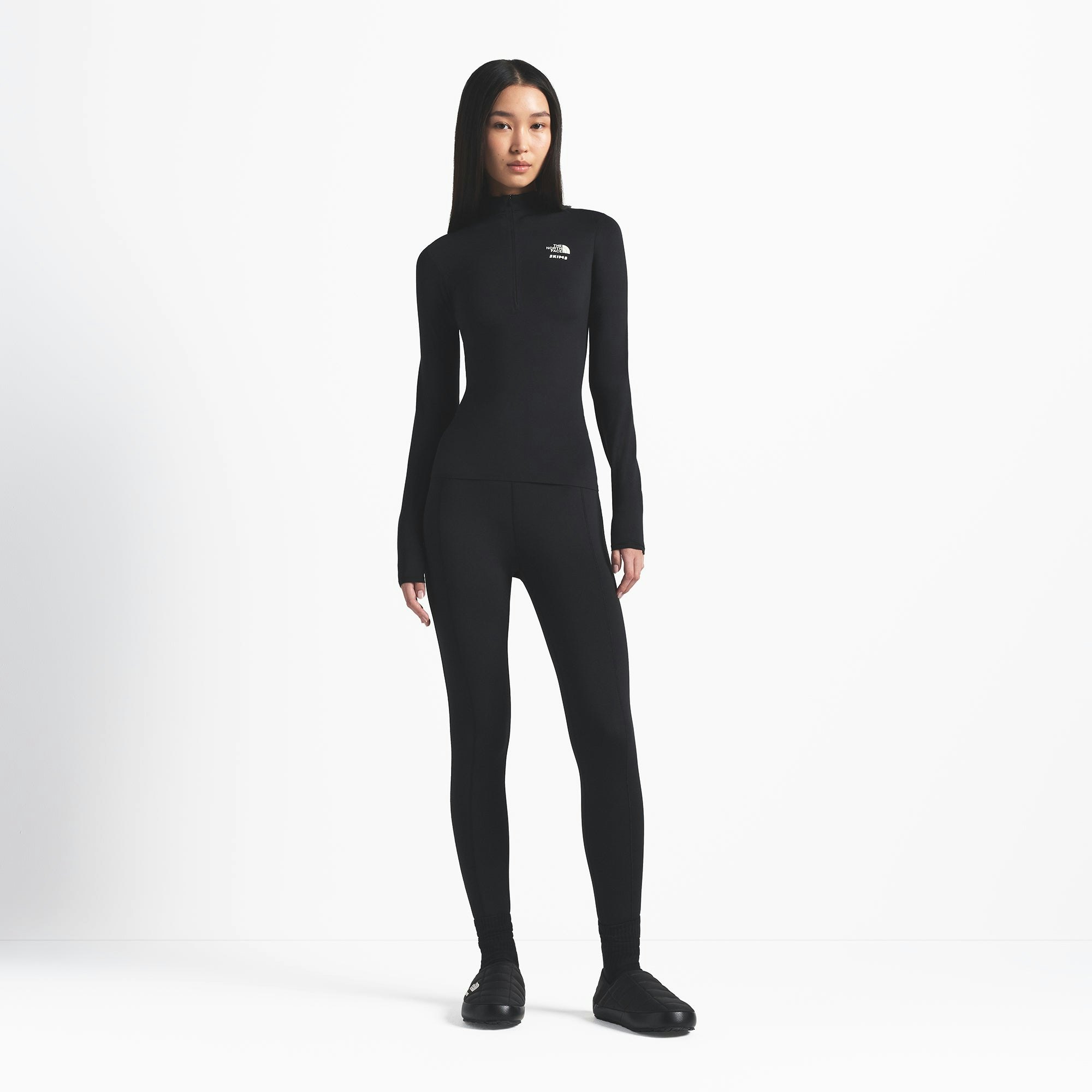 THE NORTH FACE X SKIMS REFINA LONG SLEEVE TOP | ONYX ON A MODEL FRONT VIEW @ | FOCUS: 0.0, 1.0, 0.9