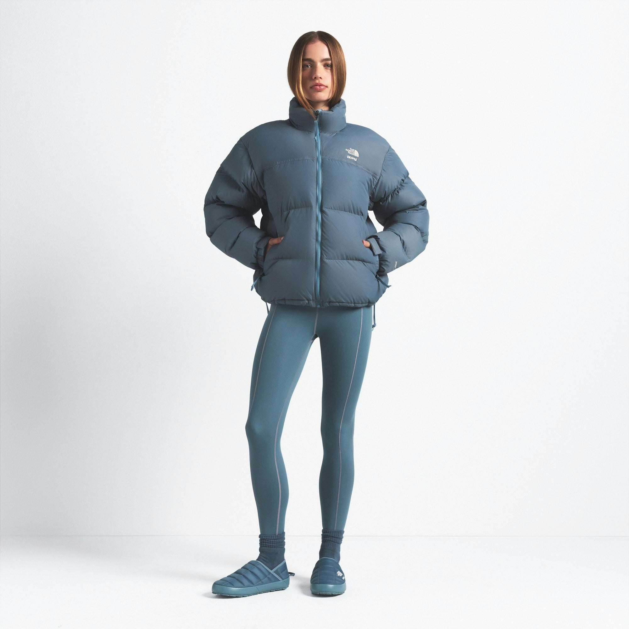 THE NORTH FACE X SKIMS 1996 NUPTSE JACKET | KYANITE ON A MODEL FRONT VIEW @ | FOCUS: 0.0, 1.0, 0.9