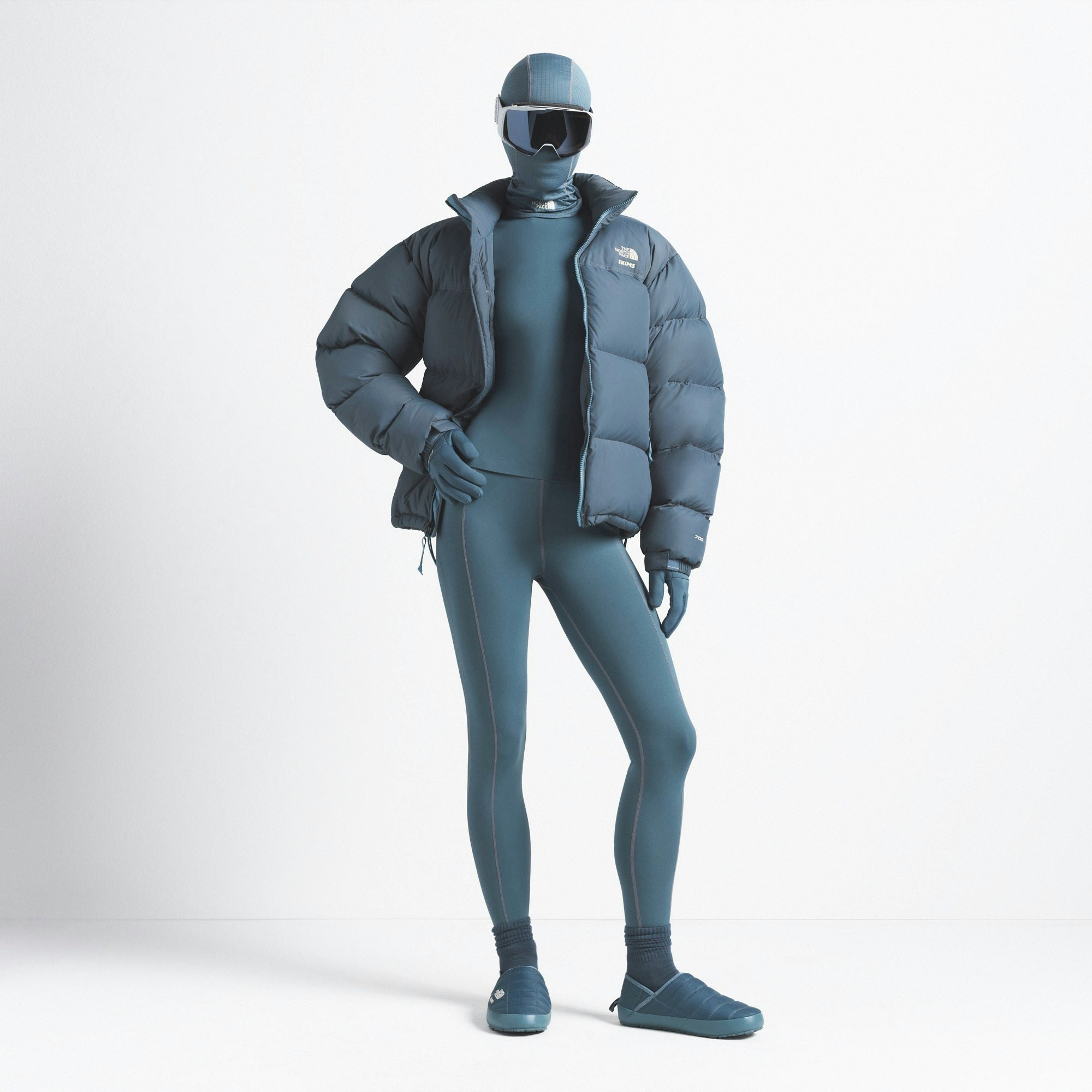 THE NORTH FACE X SKIMS 1996 NUPTSE JACKET | KYANITE ON A MODEL FRONT VIEW @ | FOCUS: 0.0, 1.0, 0.9