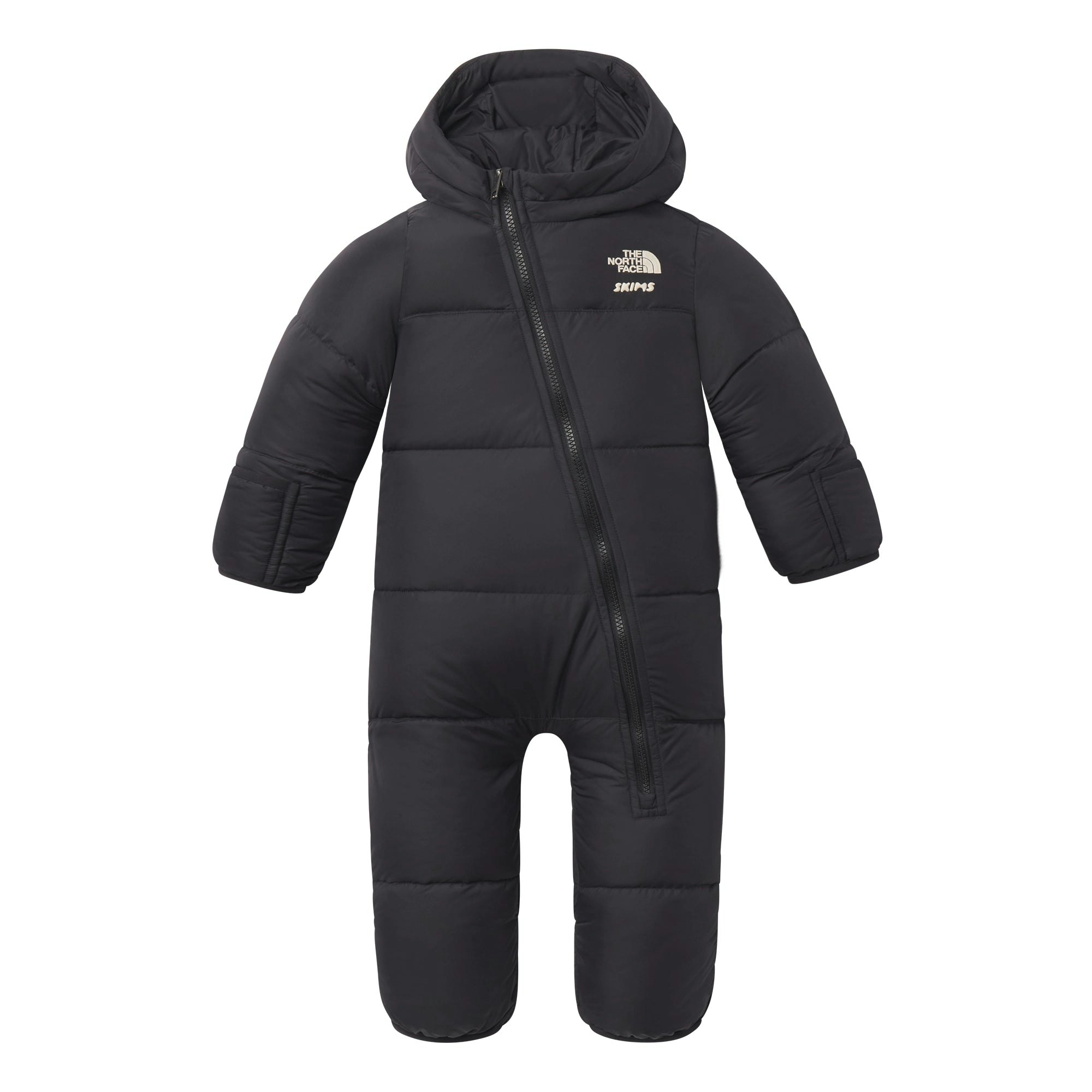 THE NORTH FACE X SKIMS BABY 1996 NUPTSE ONE-PIECE | ONYX FLAT ON A WHITE BACKGROUND | FLT