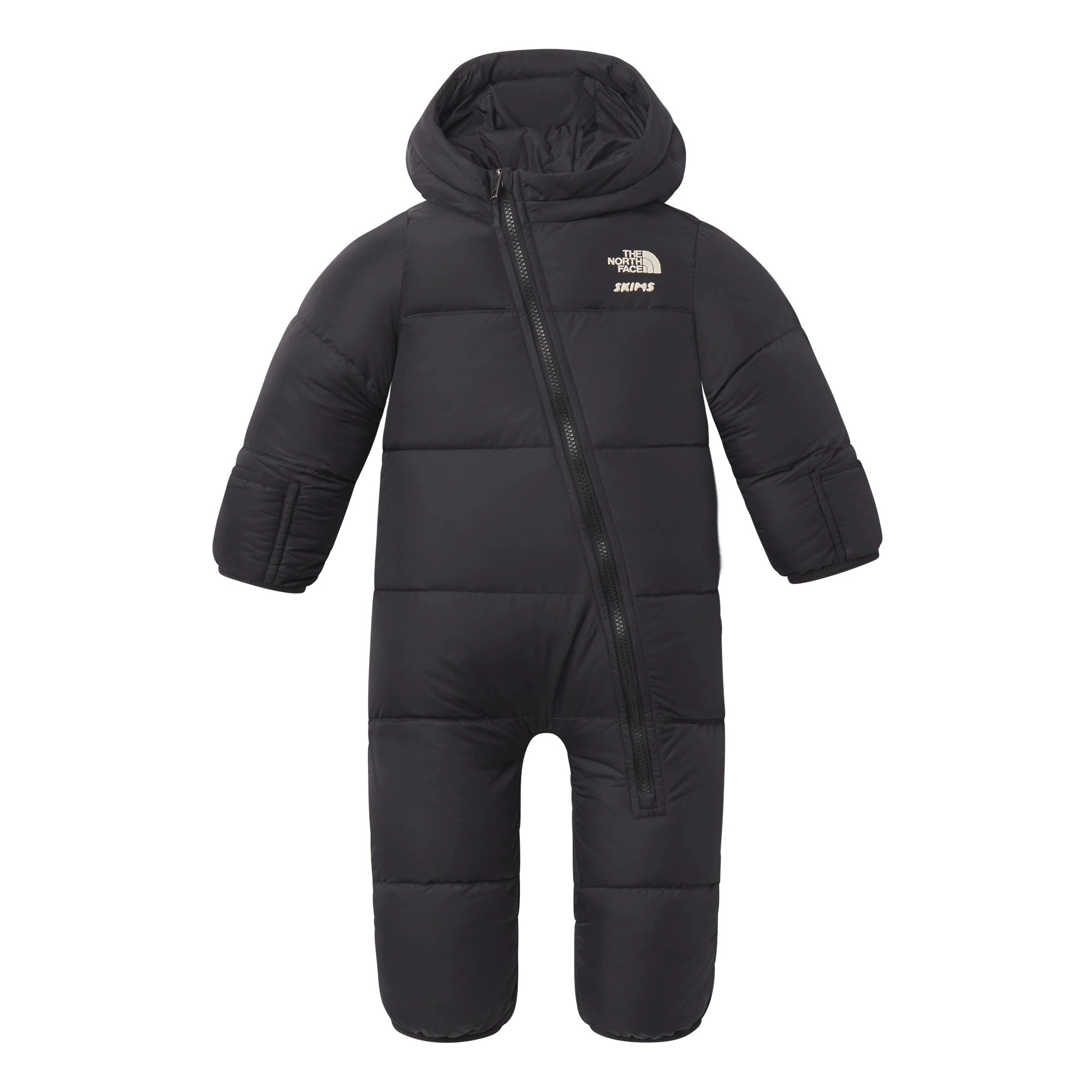 THE NORTH FACE X SKIMS BABY 1996 NUPTSE ONE-PIECE | ONYX FLAT ON A WHITE BACKGROUND | FLT