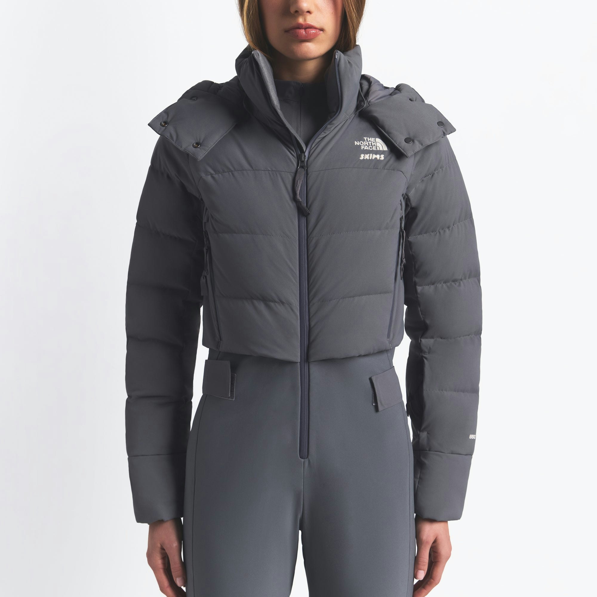 THE NORTH FACE X SKIMS OFF THE CLOCK ONE PIECE | GUNMETAL ON A MODEL FRONT VIEW @ | FOCUS: 0.0, 1.0, 0.9