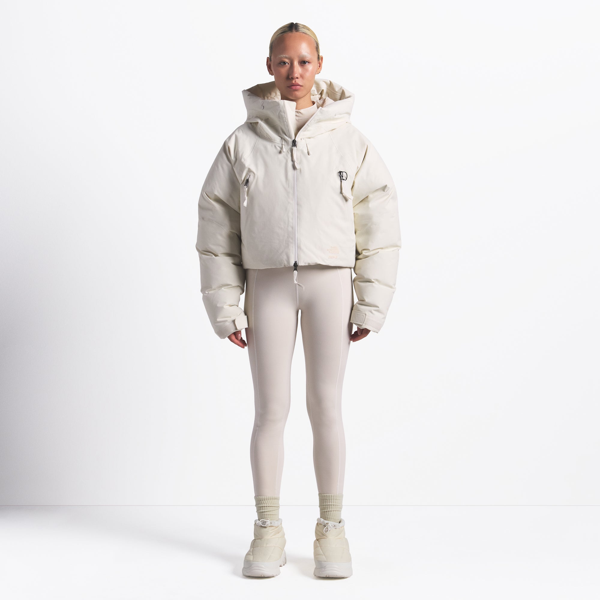 THE NORTH FACE X SKIMS INSULATED SHELL JACKET | BONE ON A MODEL FRONT VIEW @ | FOCUS: 0.0, 1.0, 0.9