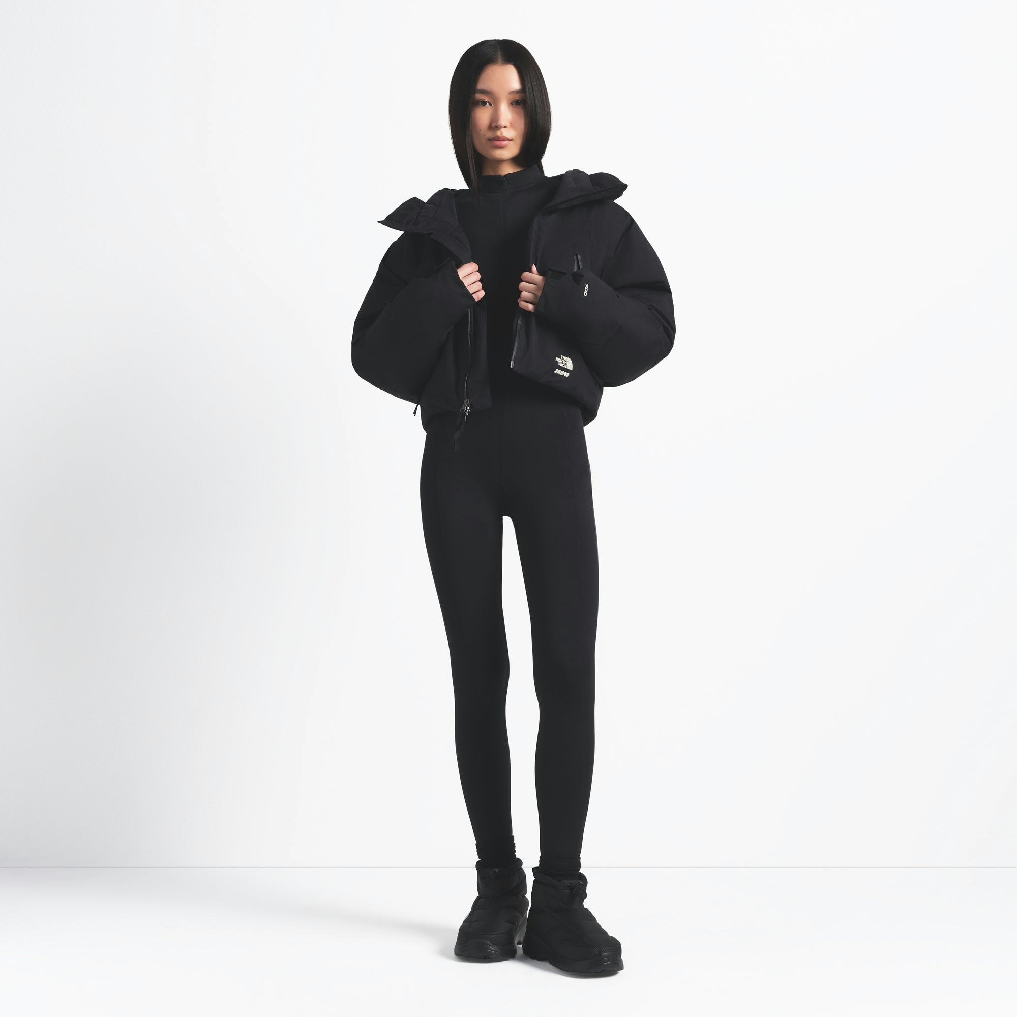 THE NORTH FACE X SKIMS INSULATED SHELL JACKET | ONYX ON A MODEL FRONT VIEW @ | FOCUS: 0.0, 1.0, 0.9