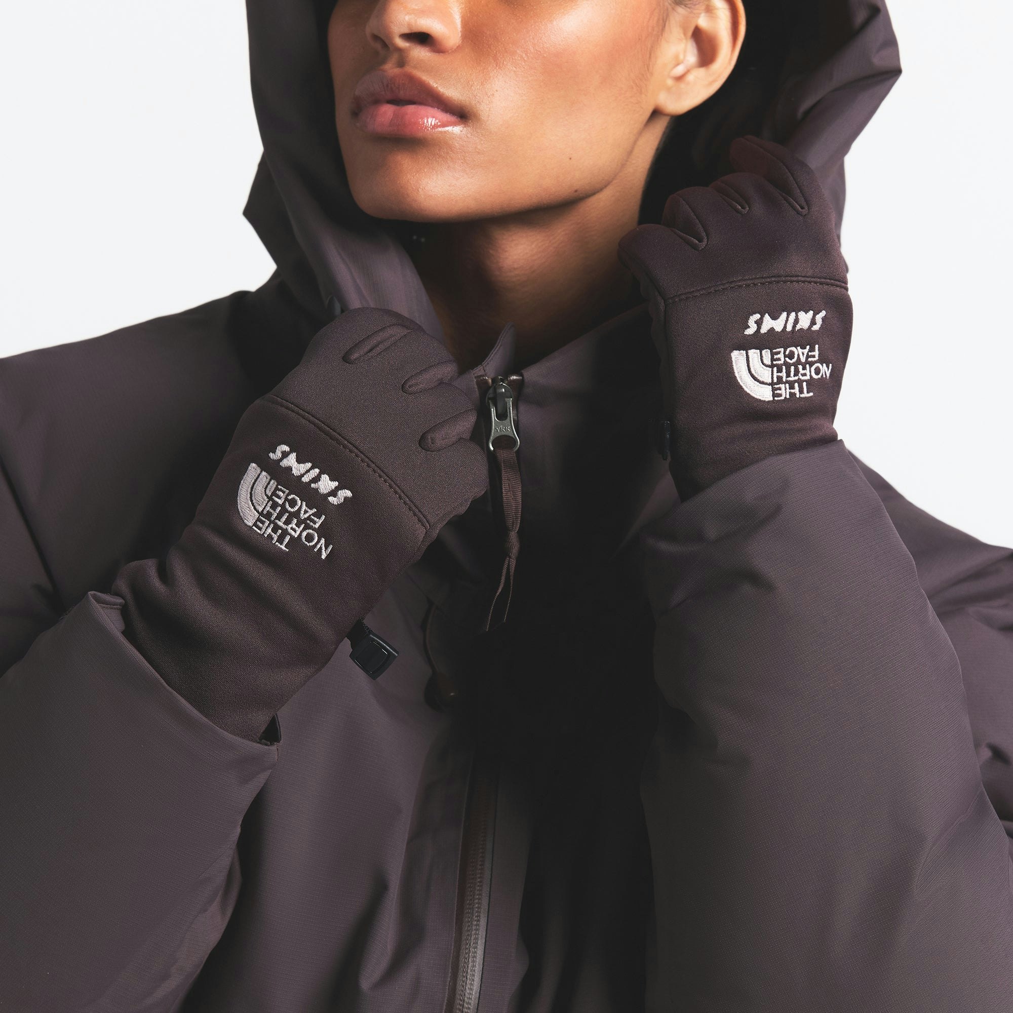 THE NORTH FACE X SKIMS GLOVES | PHOENIX ON A MODEL FRONT VIEW @ | FOCUS: 0.0, 1.0, 0.9