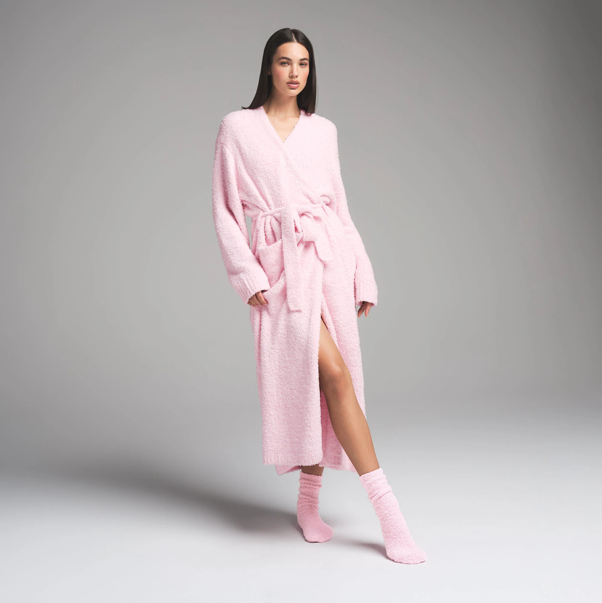 COZY KNIT SOCK | CHERRY BLOSSOM ON A MODEL FRONT VIEW | FOCUS: 0.0, 1.0, 0.9