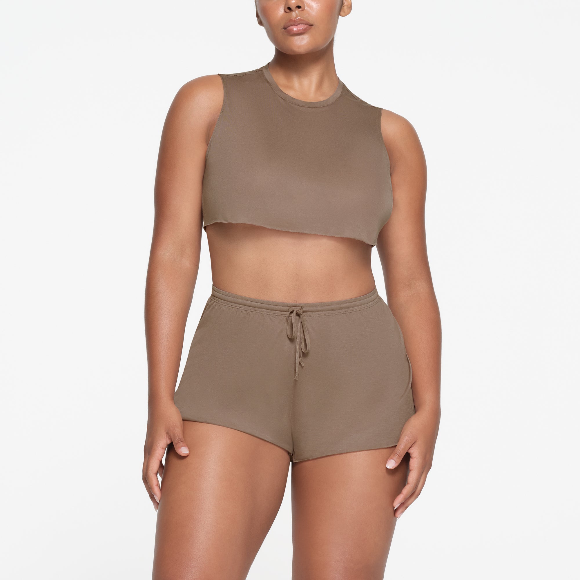 KIM S SLEEP SUPER CROPPED TANK TRUFFLE XXS