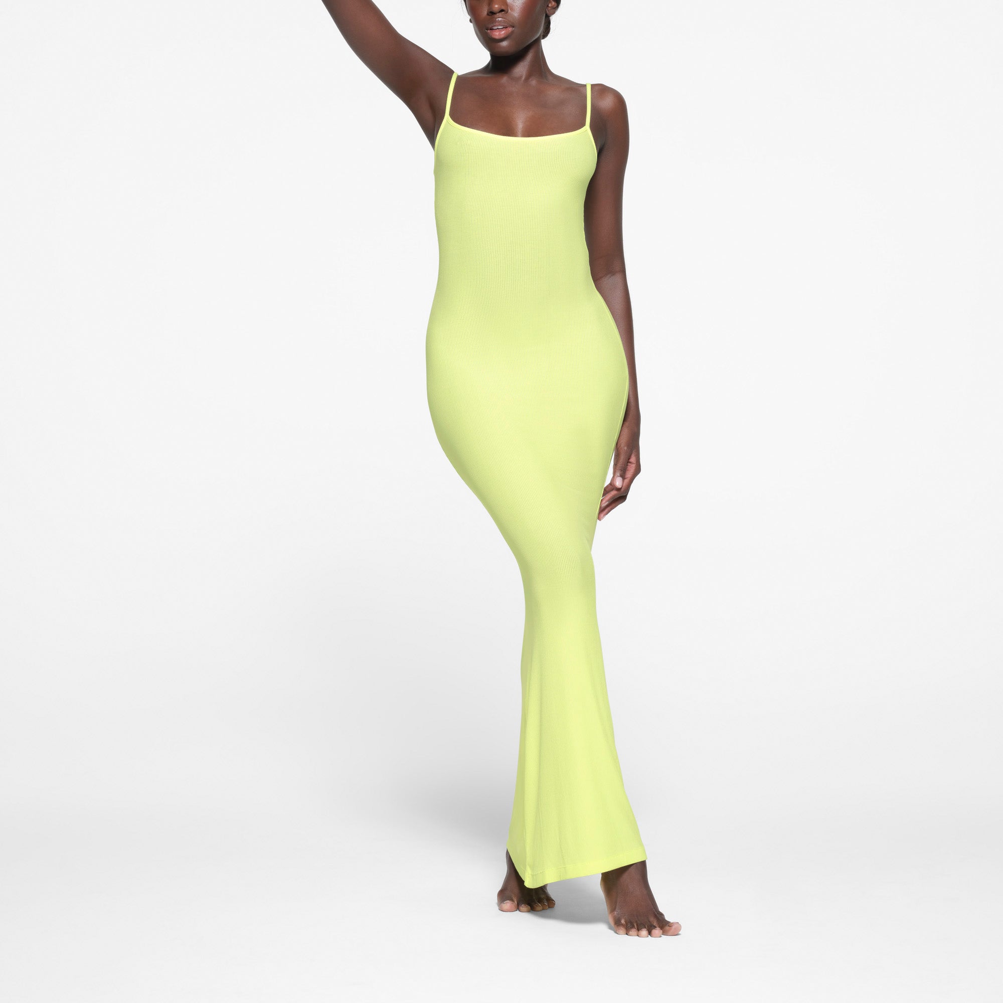 【関税込み】SKIMS カーキ Soft Lounge ロング スリップドレス SKIMS Soft Lounge Ribbed Long stretch-modal slip dress