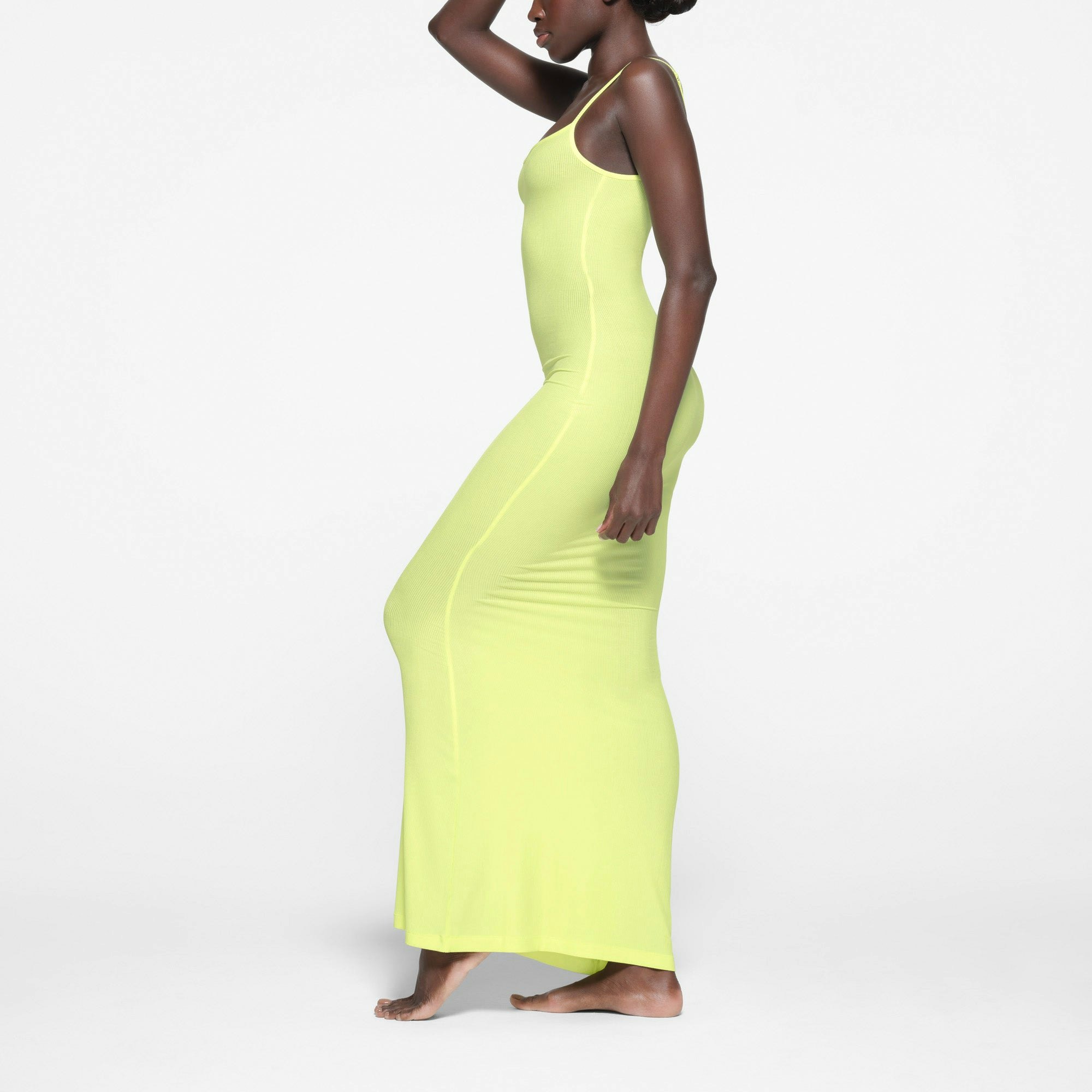 SOFT LOUNGE LONG SLIP DRESS | LEMONADE ON A MODEL SIDE VIEW