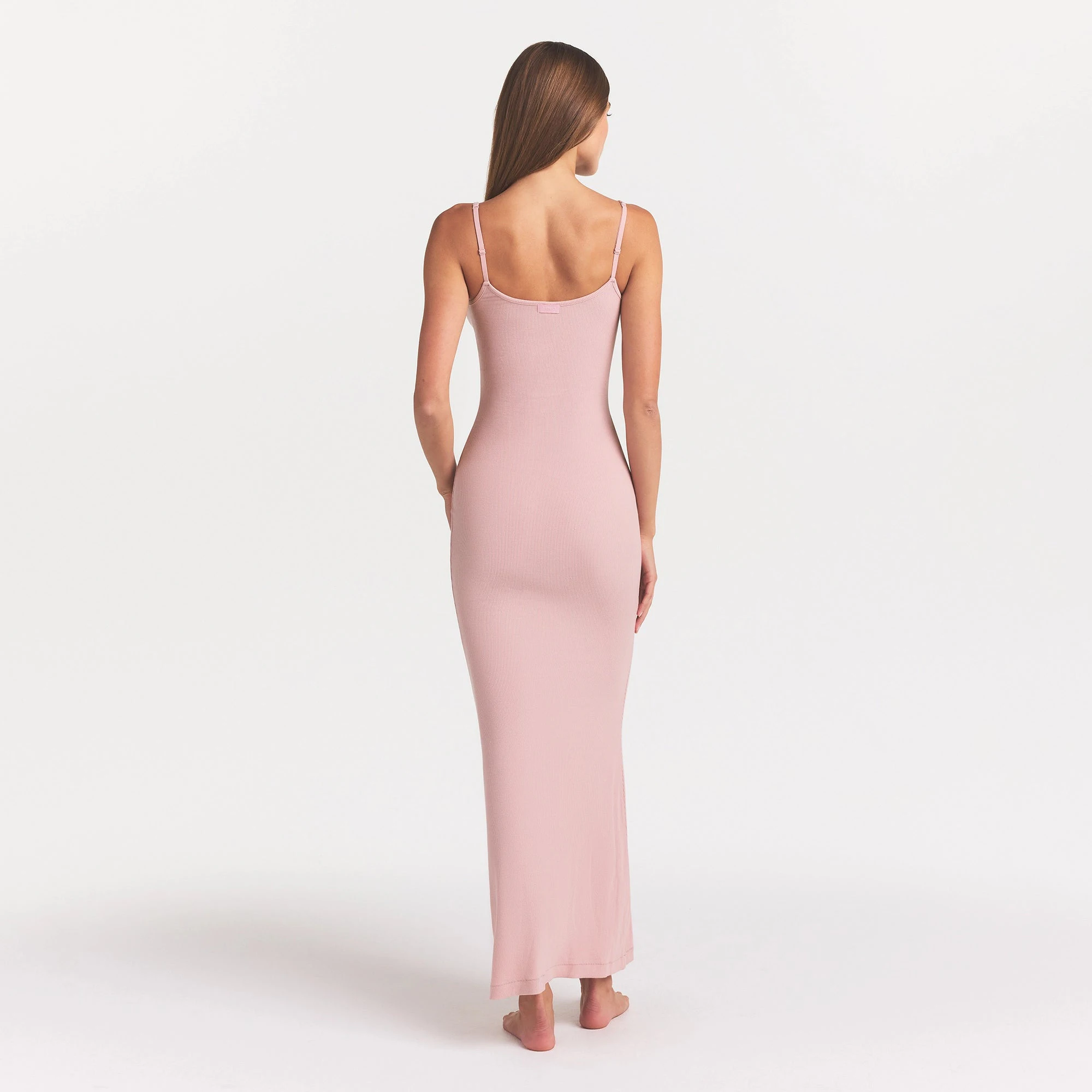 SOFT LOUNGE LONG SLIP DRESS | MORGANITE ON A MODEL FRONT VIEW @ | FOCUS: 0.0, 1.0, 0.9