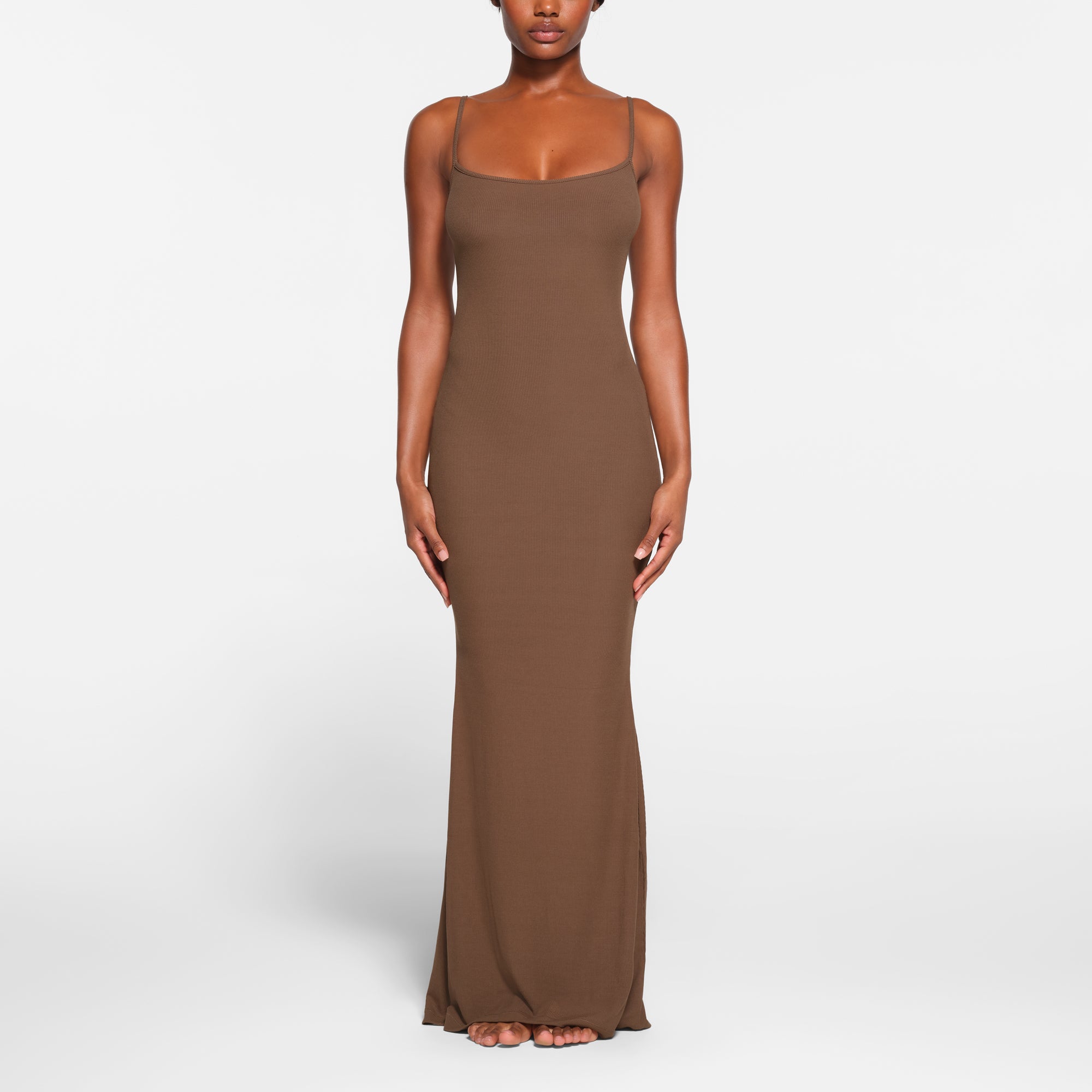 SOFT LOUNGE LONG SLIP DRESS OXIDE