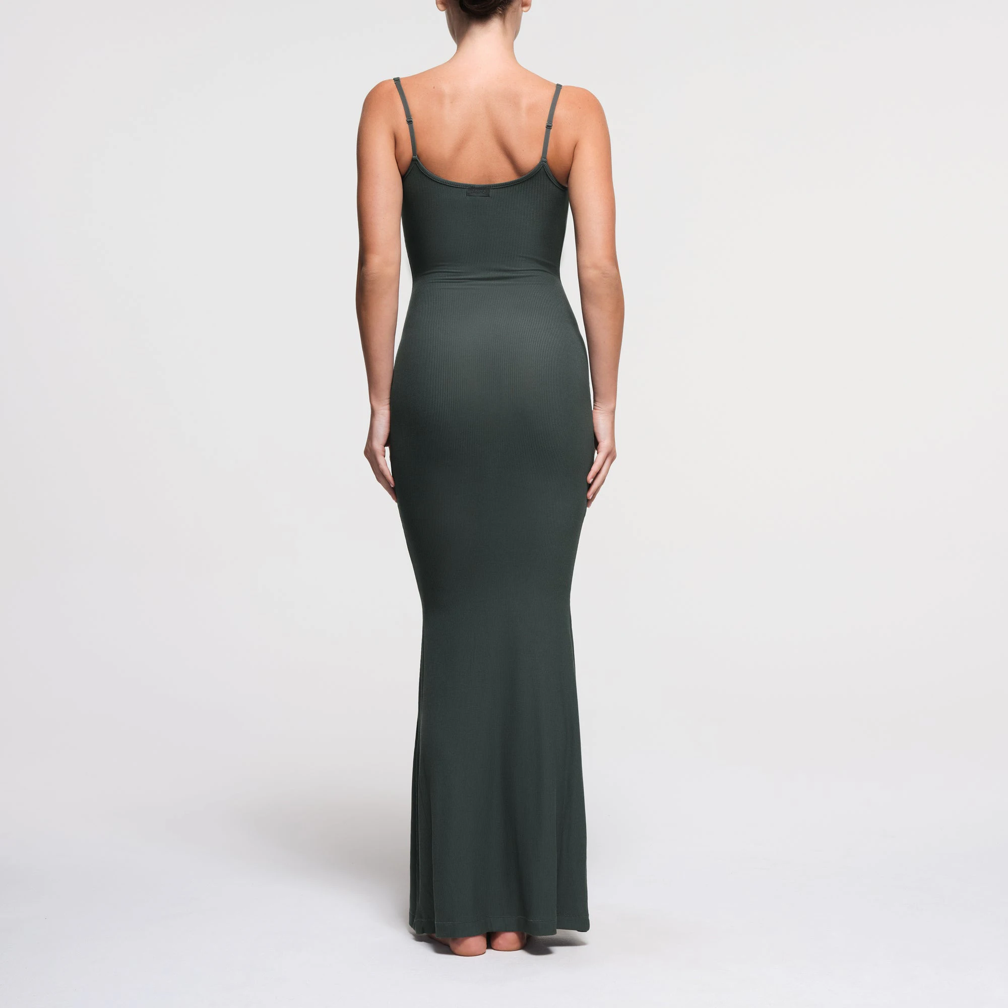 SOFT LOUNGE LONG SLIP DRESS | DEEP SEA ON A MODEL BACK VIEW