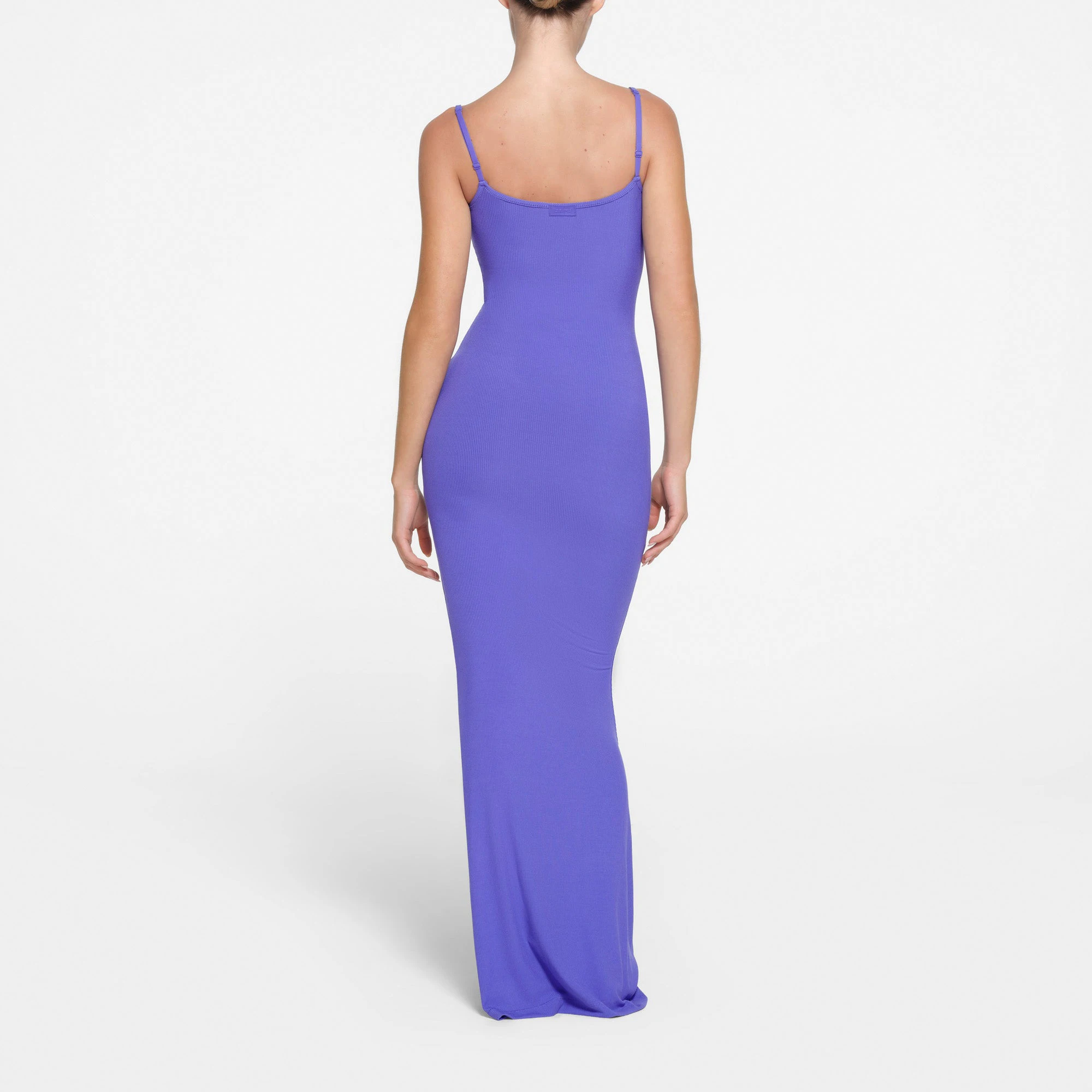 SOFT LOUNGE LONG SLIP DRESS | TANZANITE ON A MODEL BACK VIEW