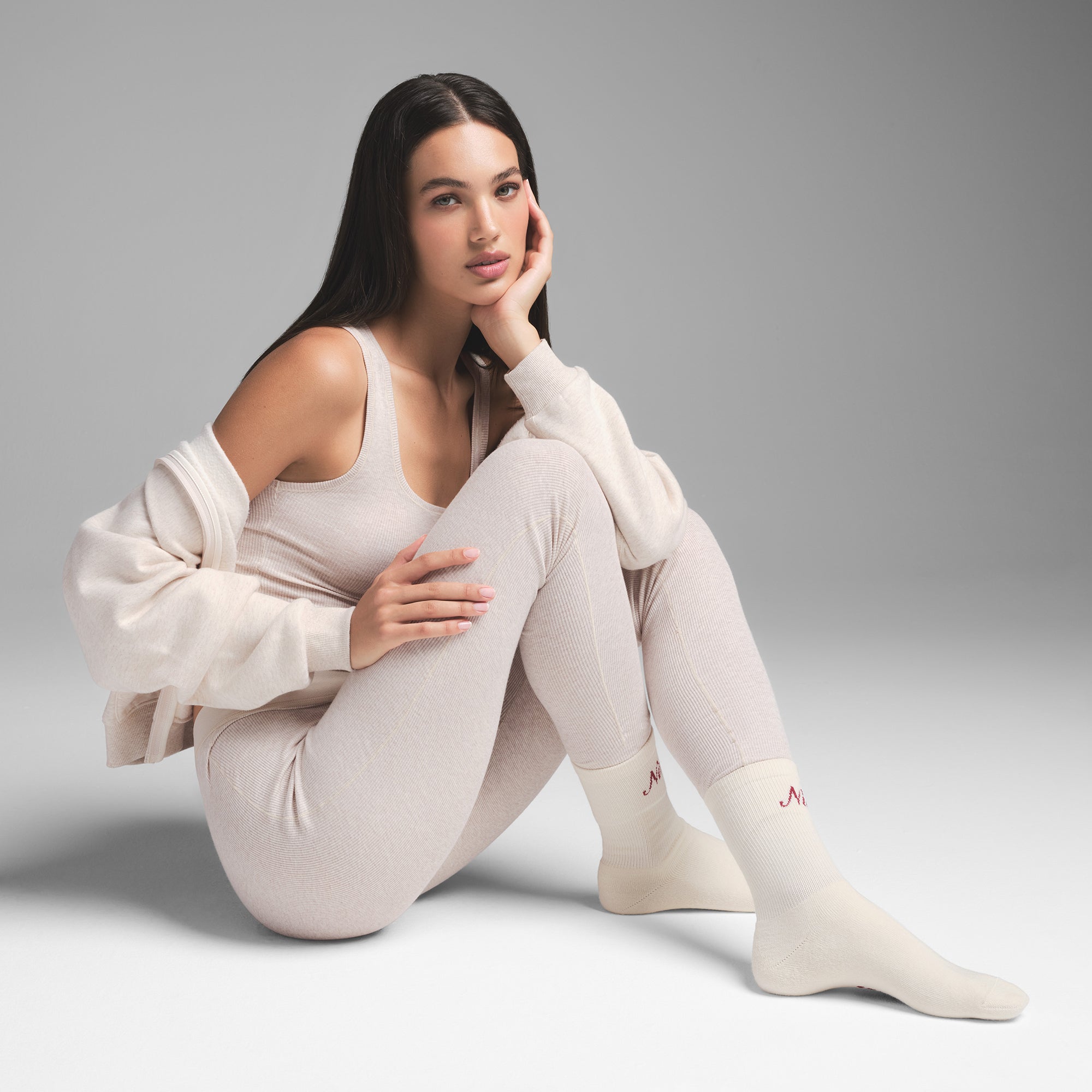 COTTON RIB LEGGING | HEATHER OATMEAL
