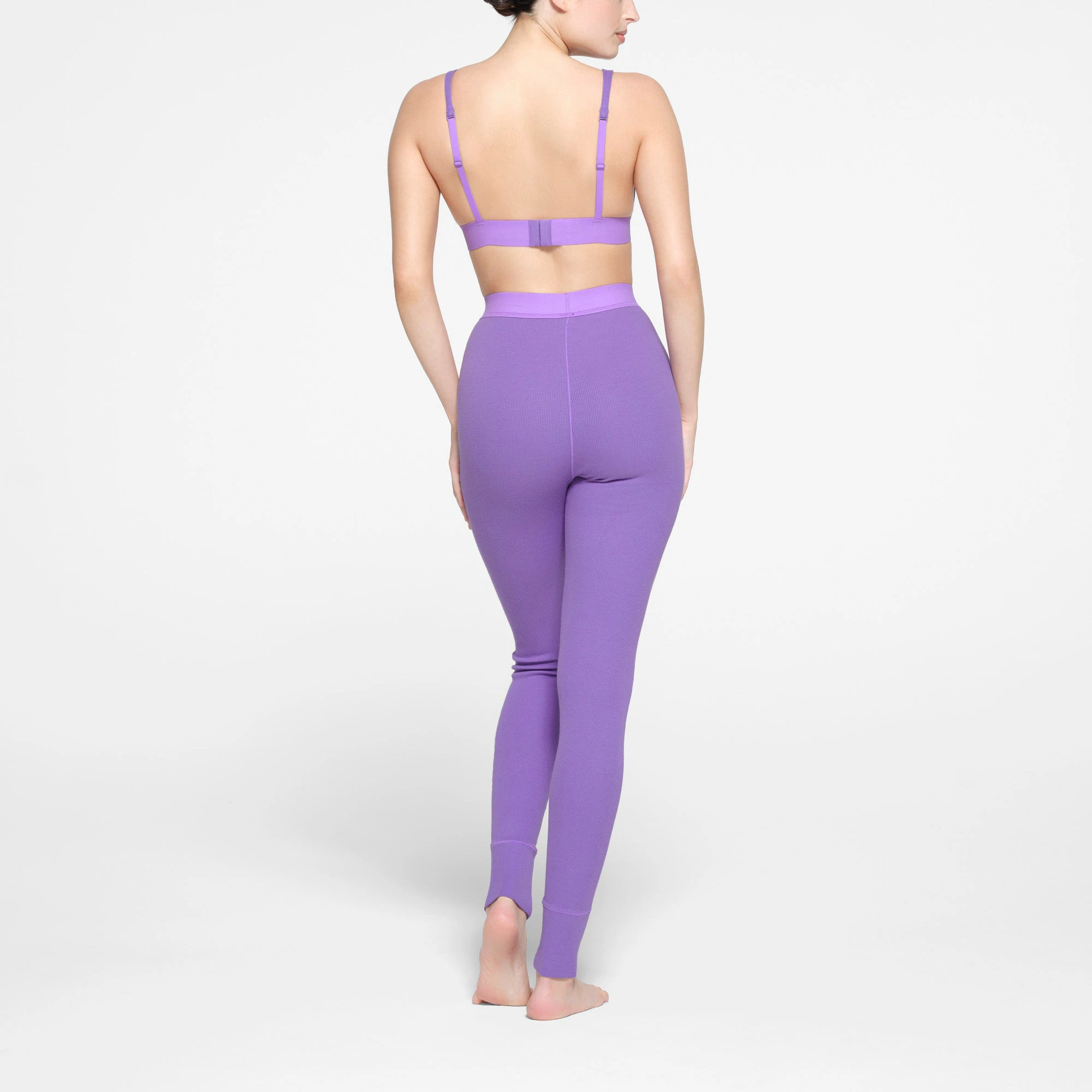 COTTON RIB LEGGING | ULTRA VIOLET ON A MODEL BACK VIEW