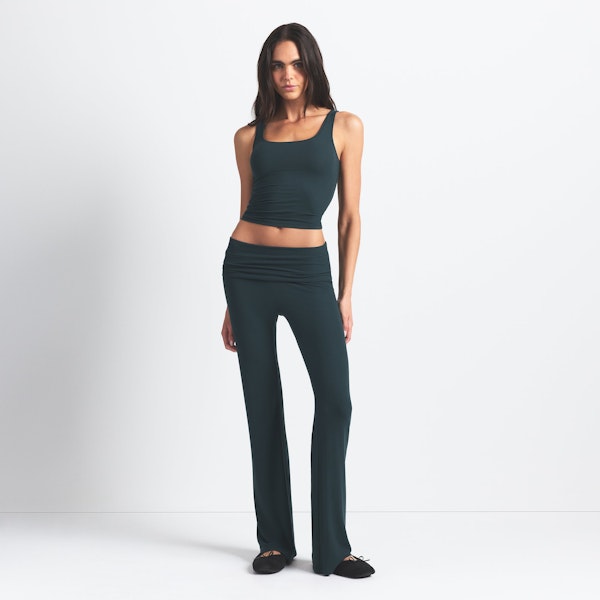 SOFT LOUNGE FOLDOVER PANT | CYPRESS ON A MODEL FRONT VIEW @ | FOCUS: 0.0, 1.0, 0.9