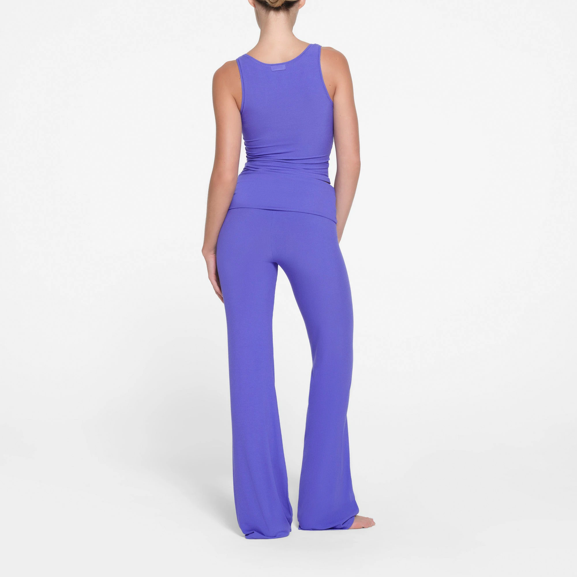 SOFT LOUNGE FOLDOVER PANT | TANZANITE ON A MODEL BACK VIEW