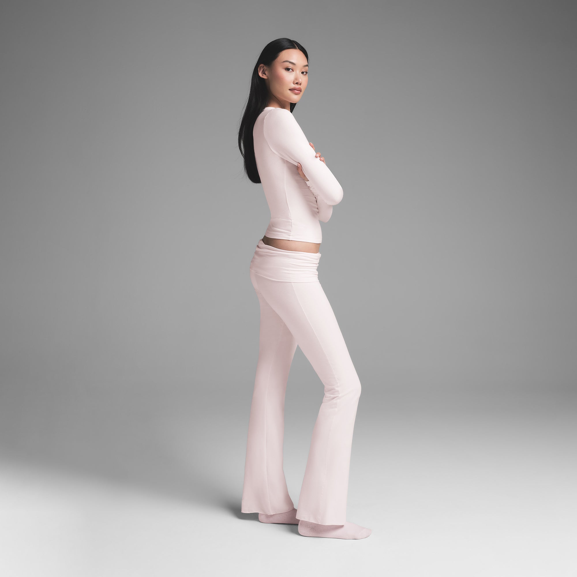 COTTON JERSEY FOLDOVER PANT | BARELY PINK