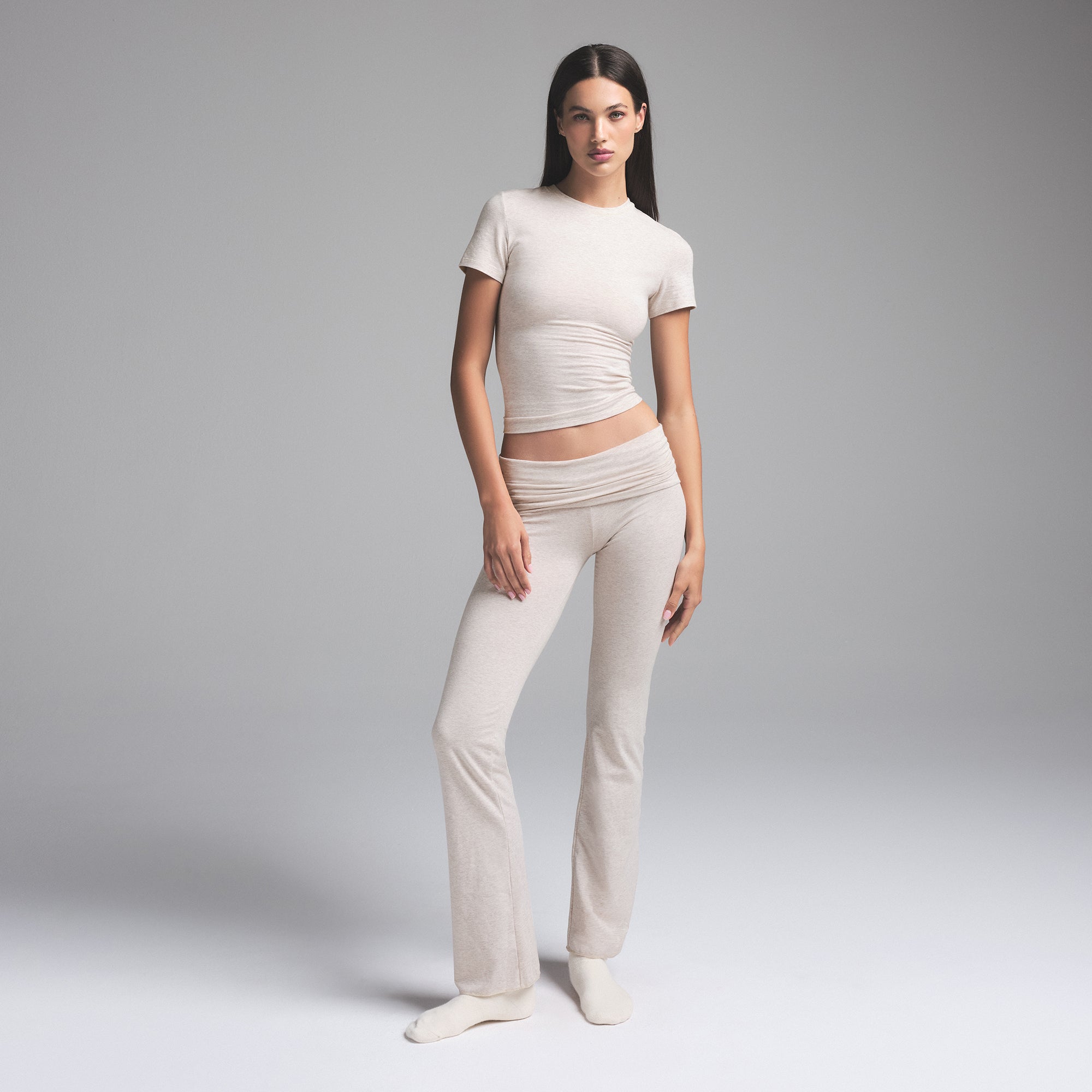 芸能人愛用のおすすめ最新情報 JERSEY COTTON FOLDOVER OATMEAL HEATHER | PANT パンツ