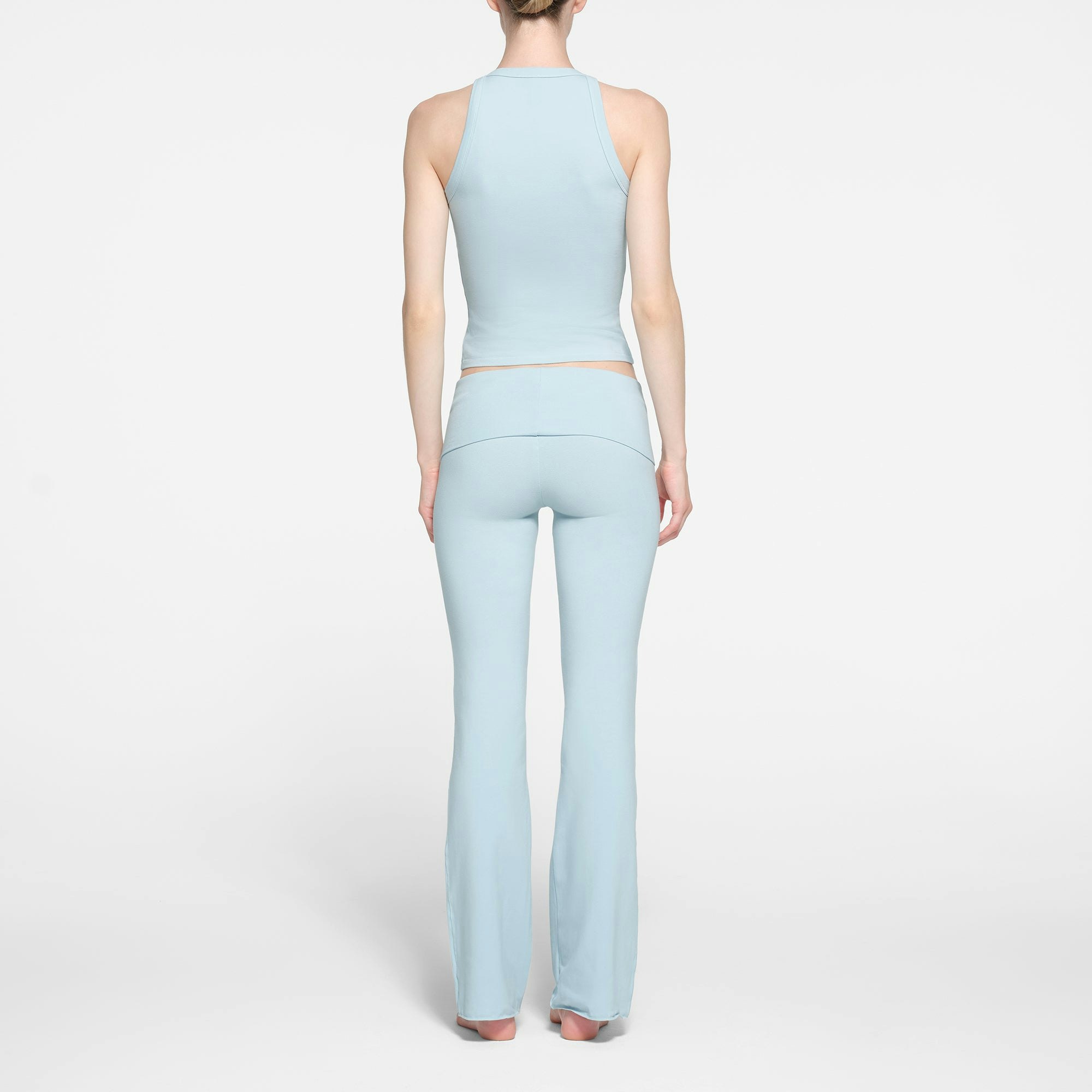 COTTON JERSEY FOLDOVER PANT | OPAL ON A MODEL BACK VIEW