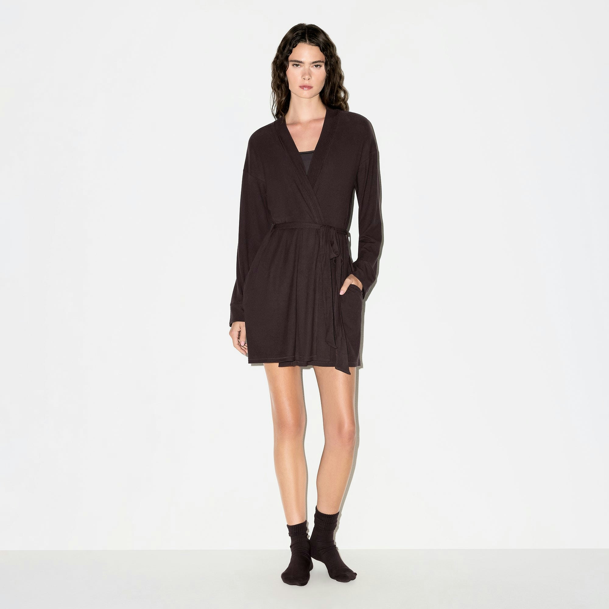 SOFT LOUNGE ROBE | PHOENIX ON A MODEL FRONT VIEW @ | FOCUS: 0.0, 1.0, 0.9
