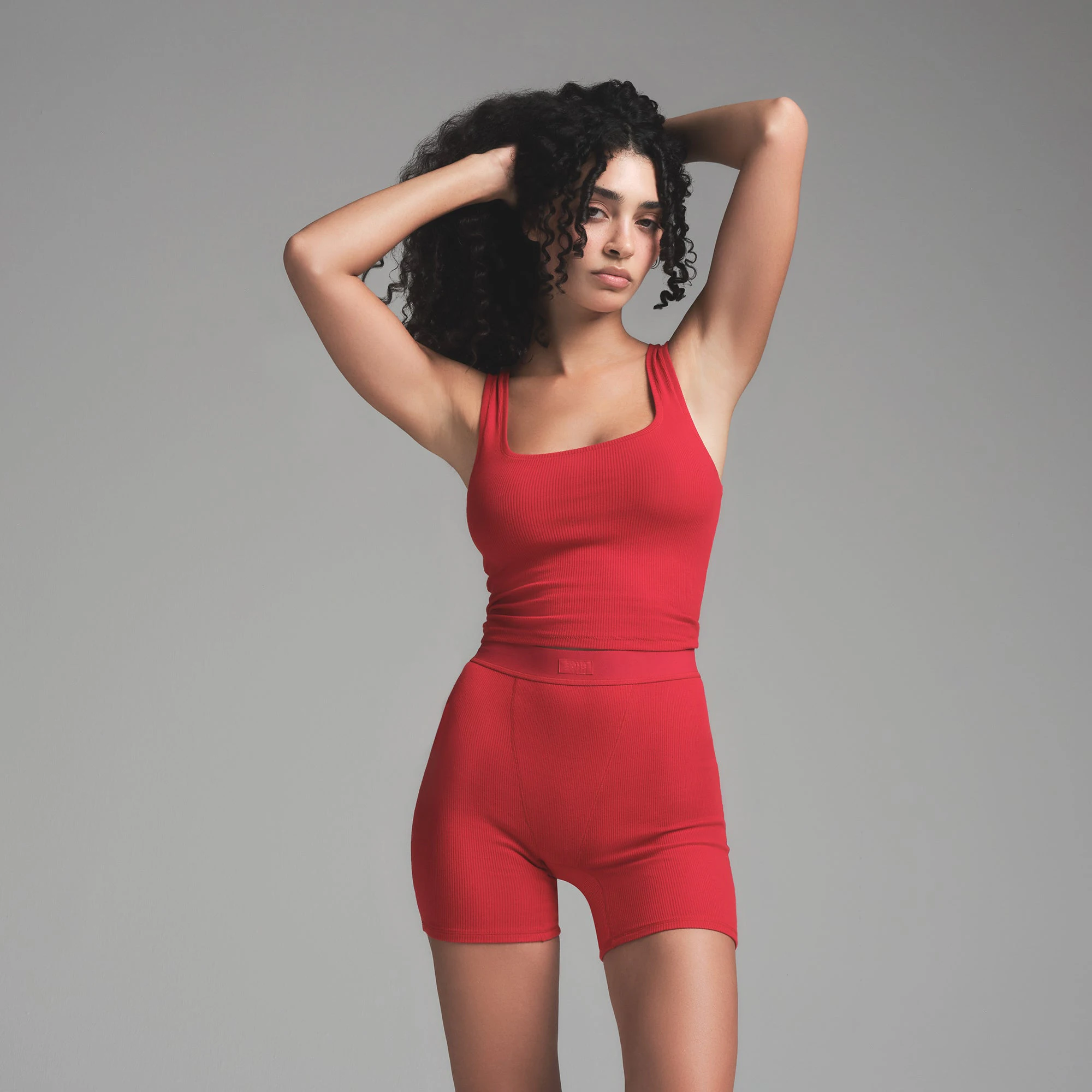 COTTON RIB TANK | CRANBERRY ON A MODEL SIDE VIEW