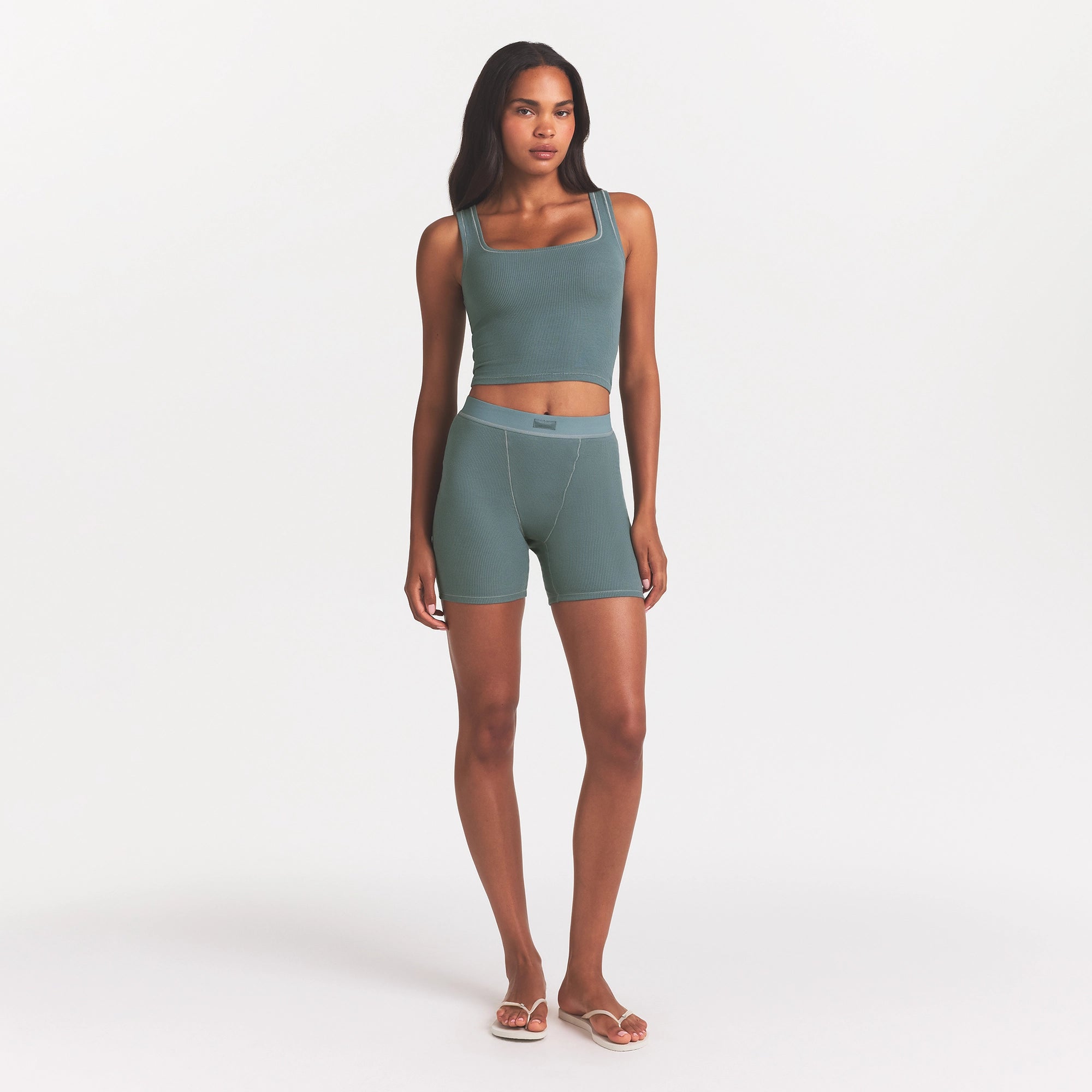 COTTON RIB TANK | KYANITE ON A MODEL FRONT VIEW