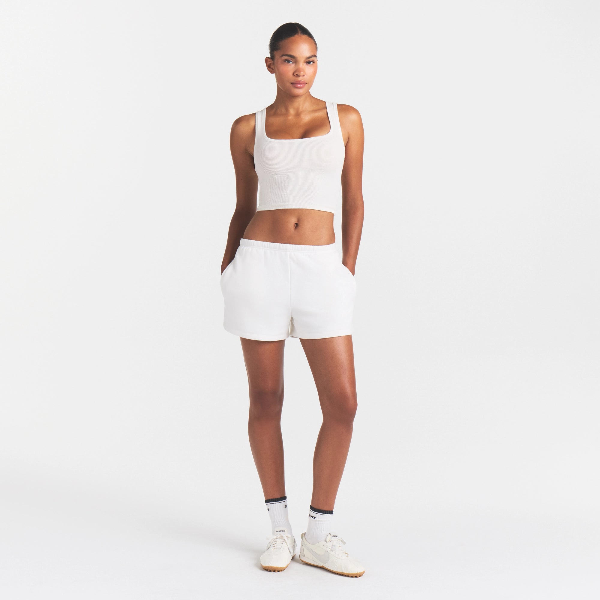 COTTON RIB TANK | MARBLE ON A MODEL FRONT VIEW @ | FOCUS: 0.0, 1.0, 0.9