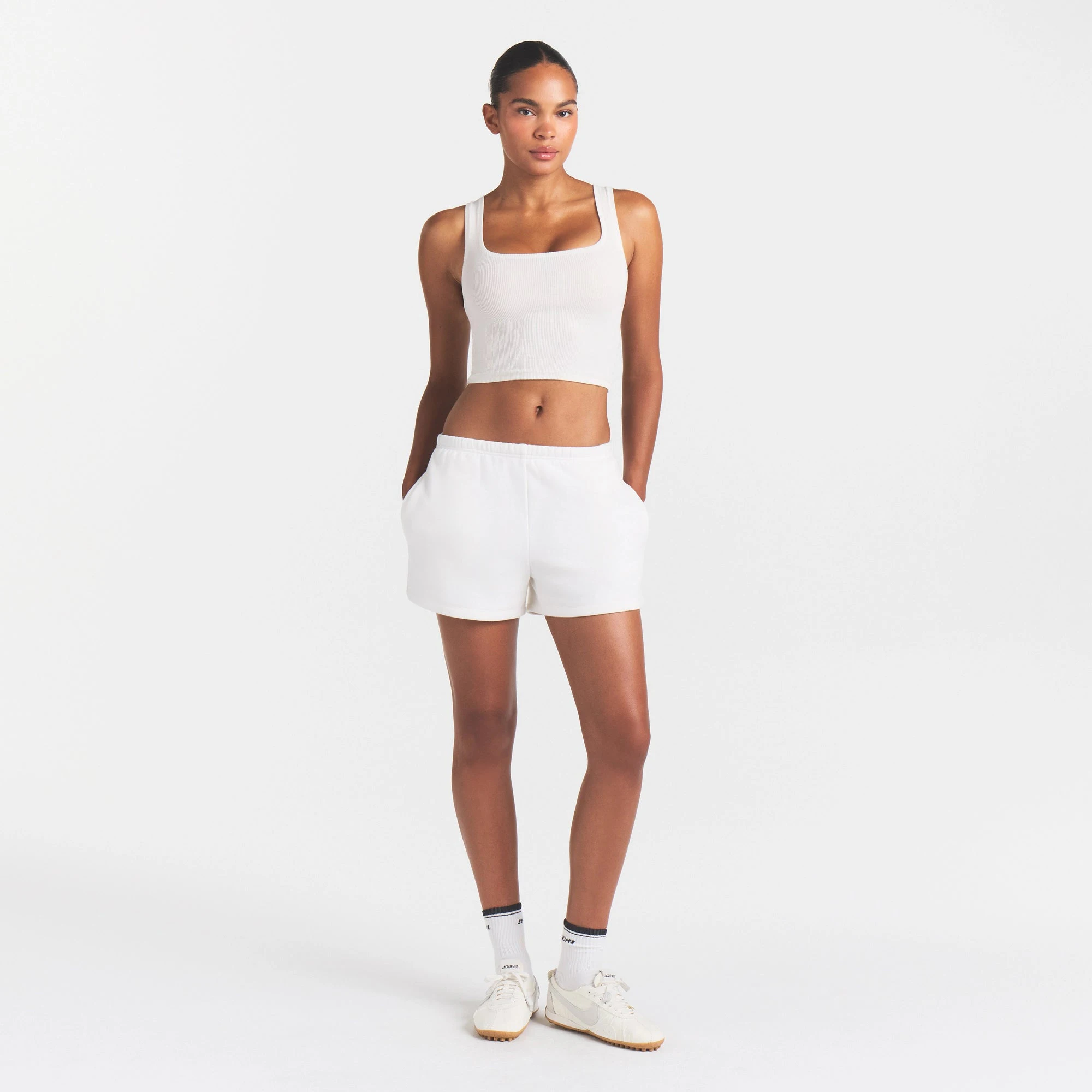 COTTON RIB TANK | MARBLE ON A MODEL FRONT VIEW @ | FOCUS: 0.0, 1.0, 0.9
