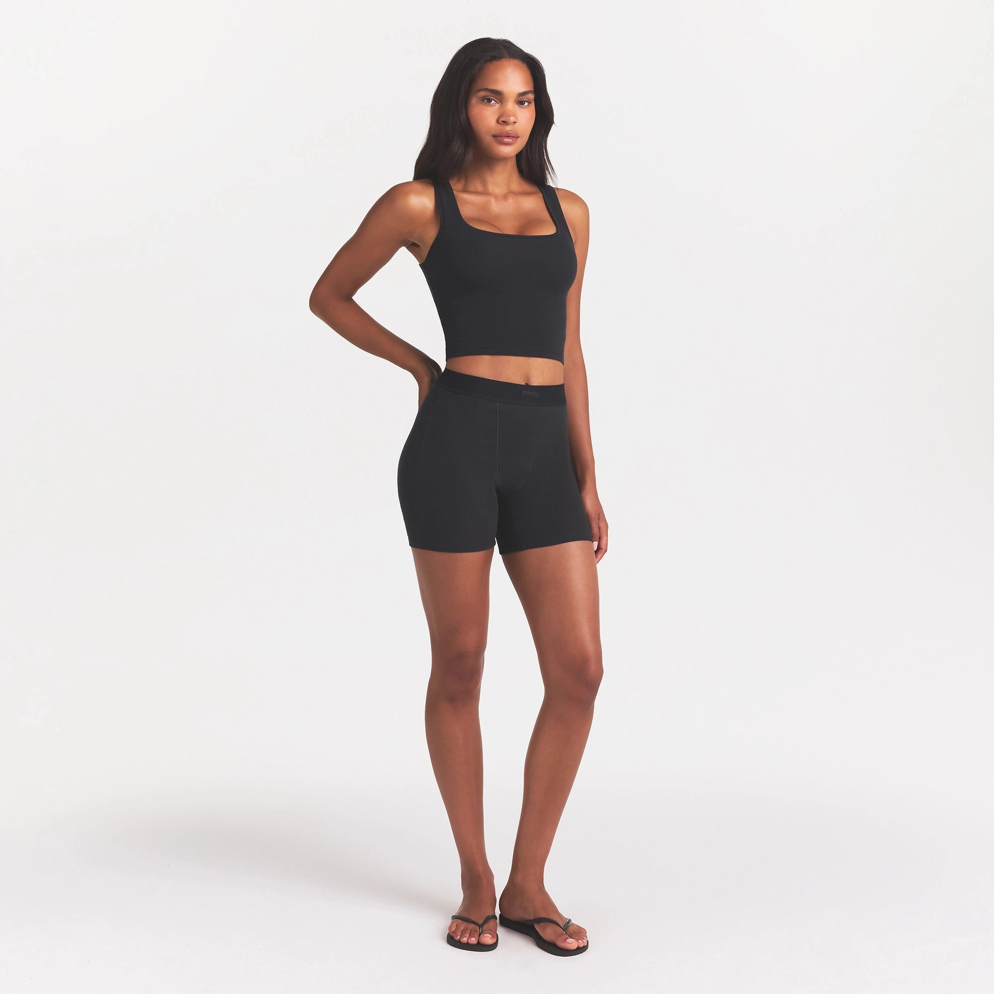 COTTON RIB TANK | SOOT ON A MODEL SIDE VIEW