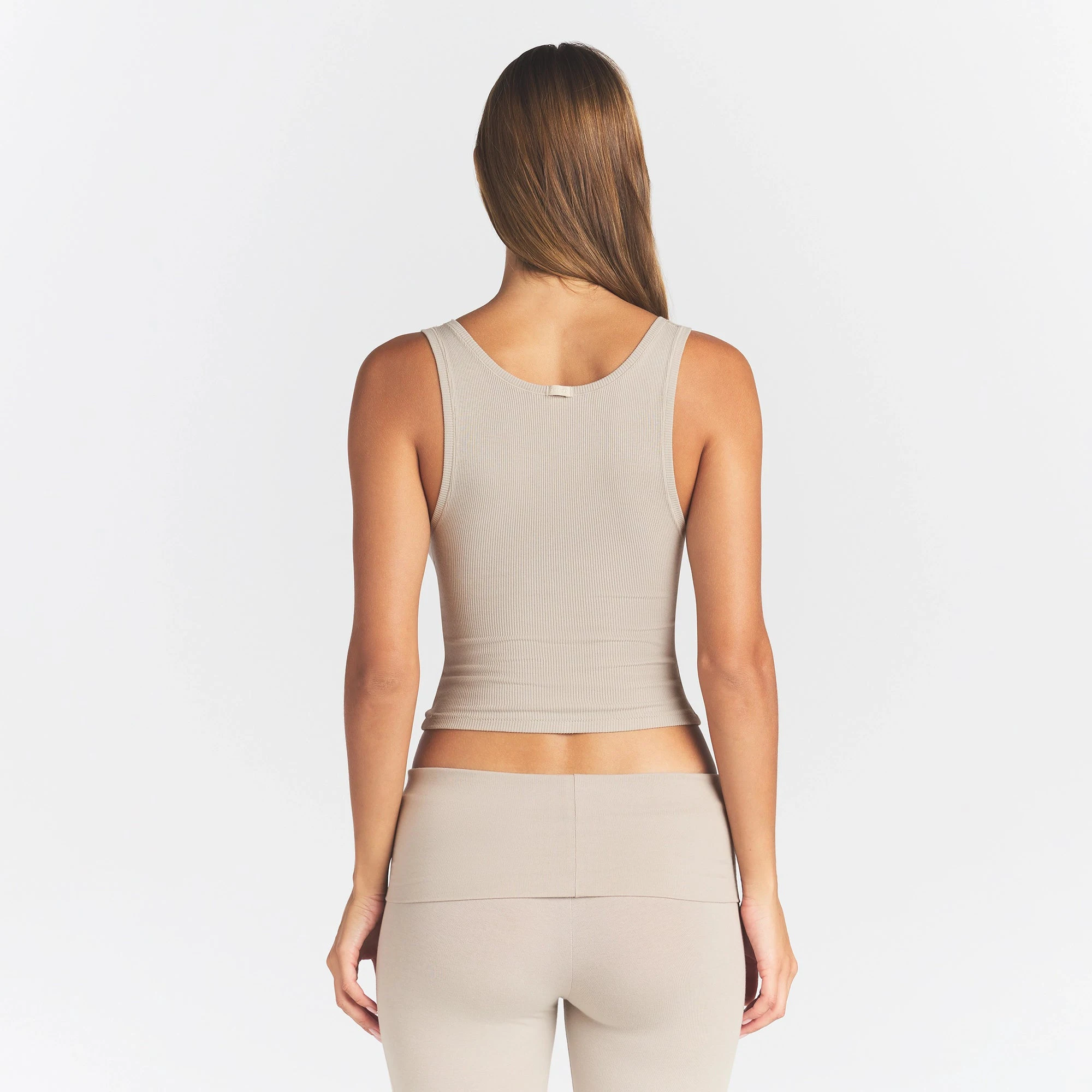 COTTON RIB TANK | STONE ON A MODEL BACK VIEW