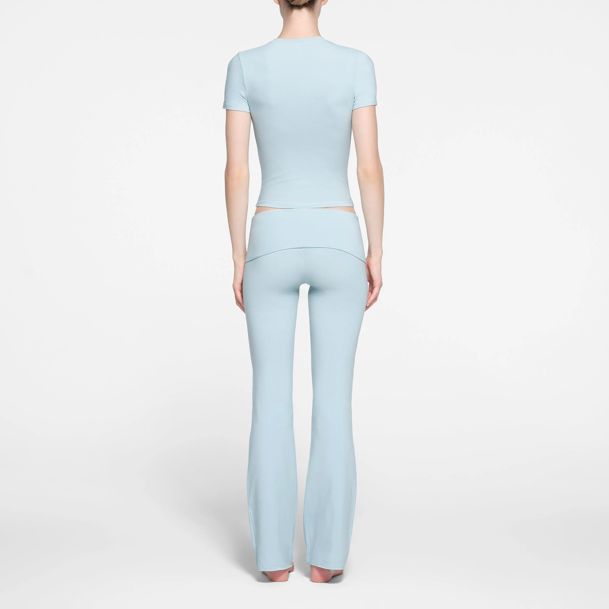 COTTON JERSEY T-SHIRT | OPAL ON A MODEL BACK VIEW