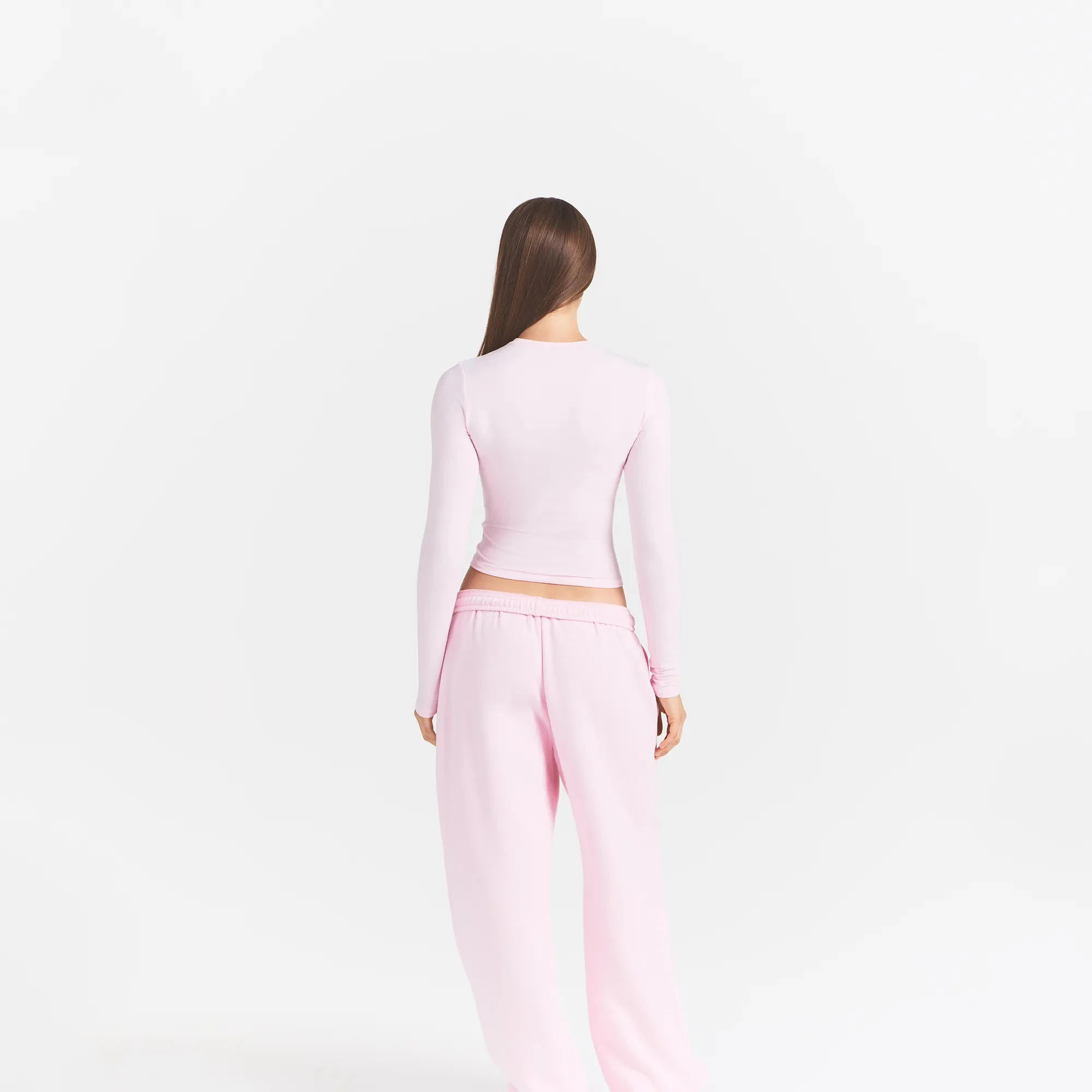 COTTON JERSEY LONG SLEEVE T-SHIRT | CHERRY BLOSSOM ON A MODEL BACK VIEW