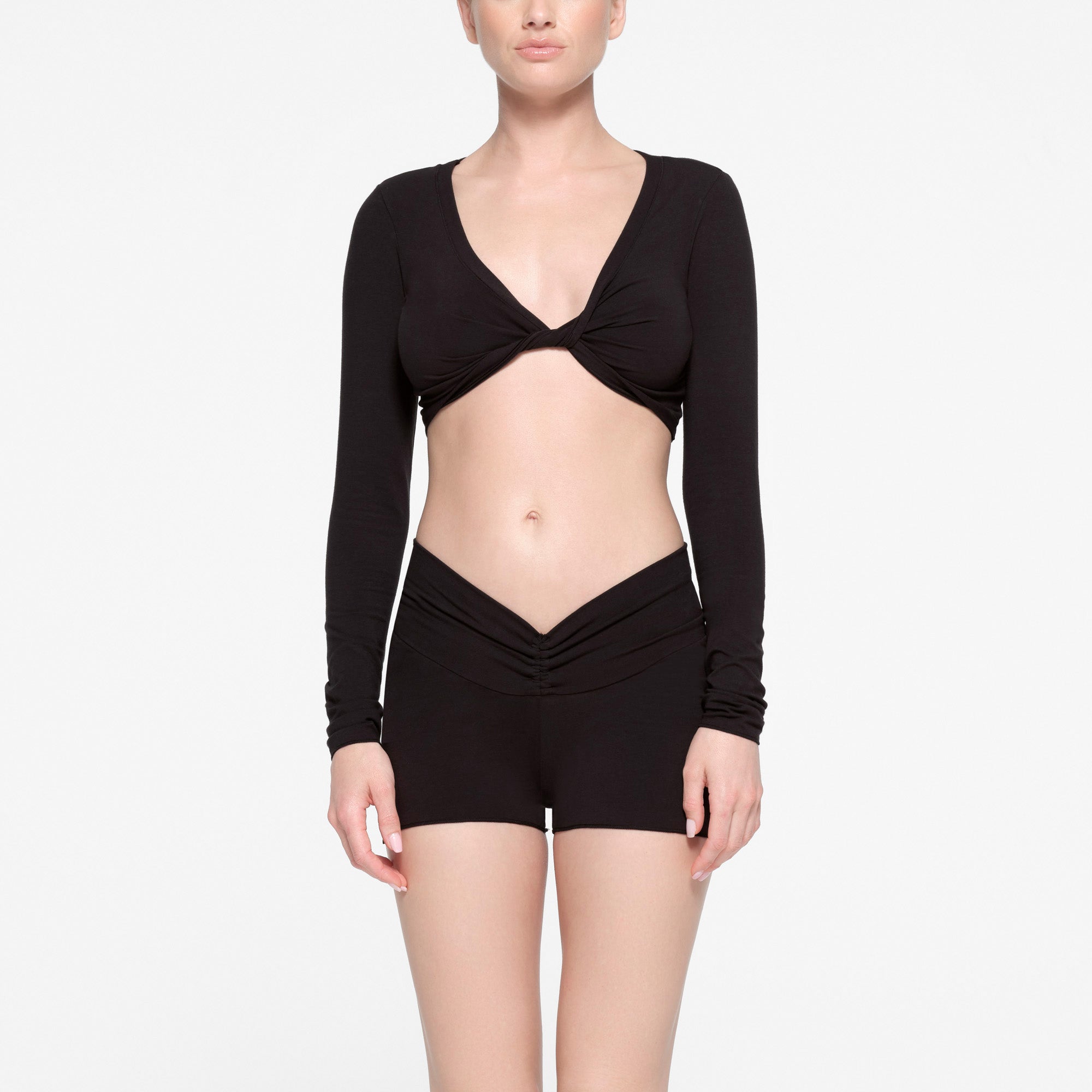 Cotton long sleeve crop top discount