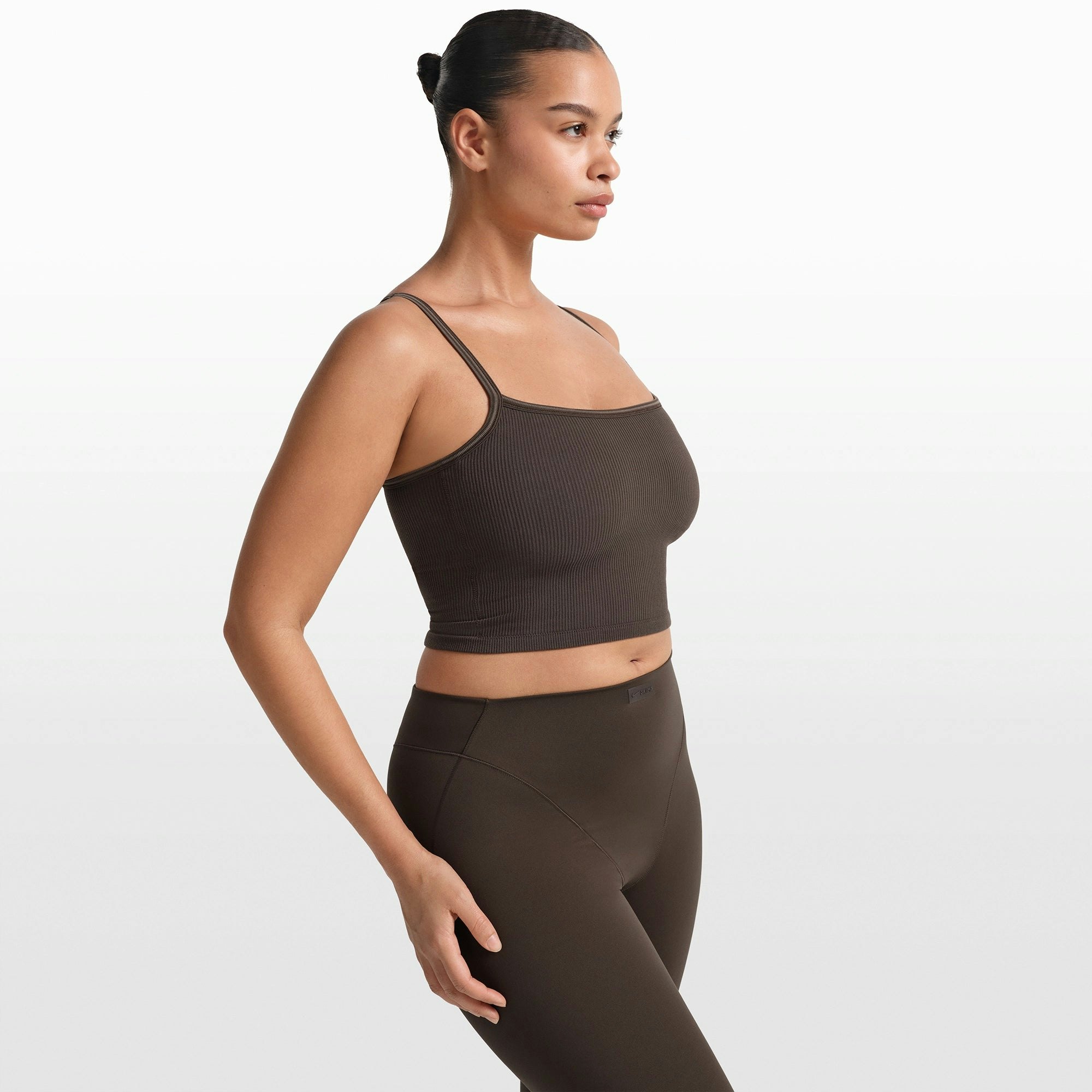 NikeSKIMS RIBBED SEAMLESS CAMI | PHOENIX ON A MODEL FRONT VIEW @ | FOCUS: 0.0, 1.0, 0.9