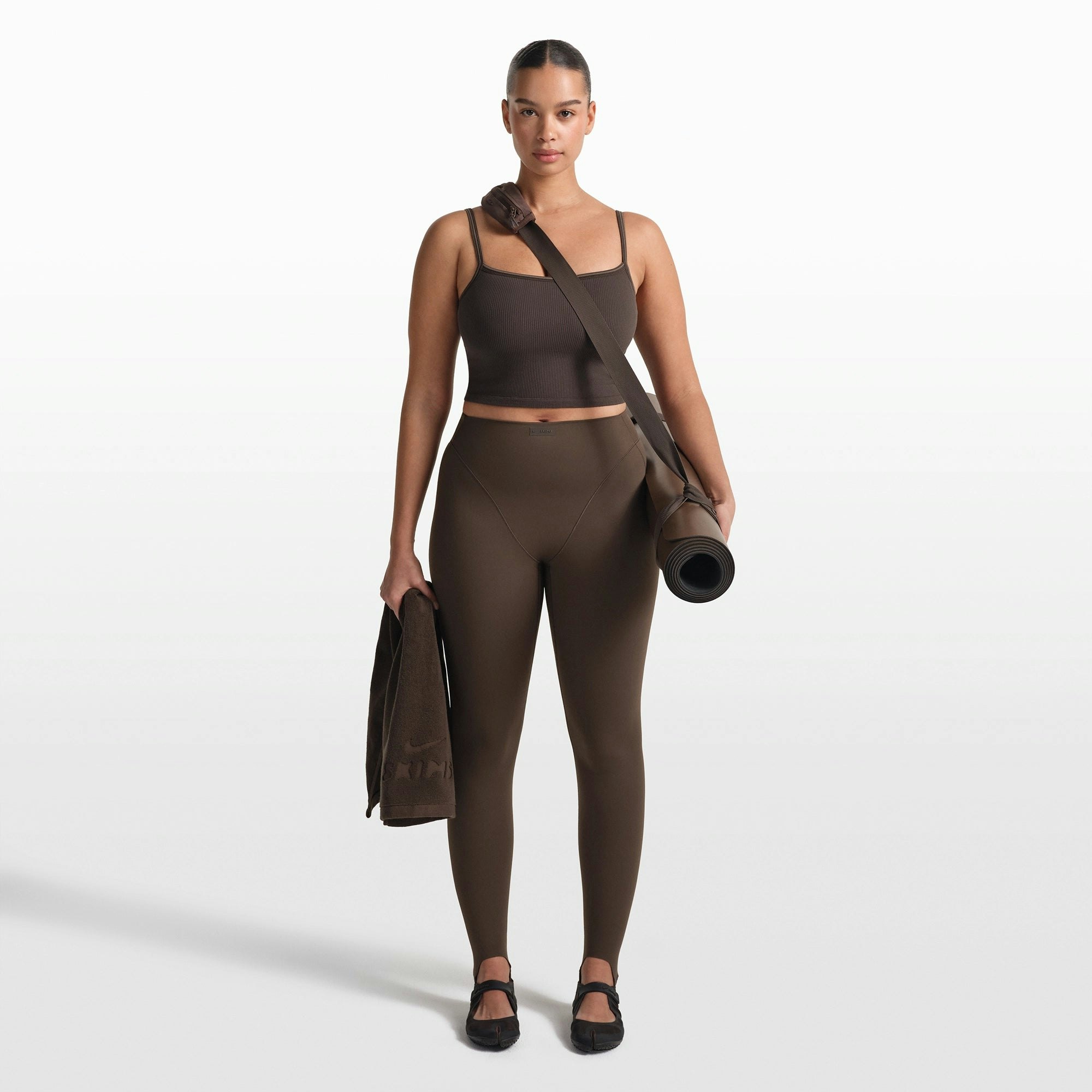 NikeSKIMS RIBBED SEAMLESS CAMI | PHOENIX ON A MODEL FRONT VIEW @ | FOCUS: 0.0, 1.0, 0.9