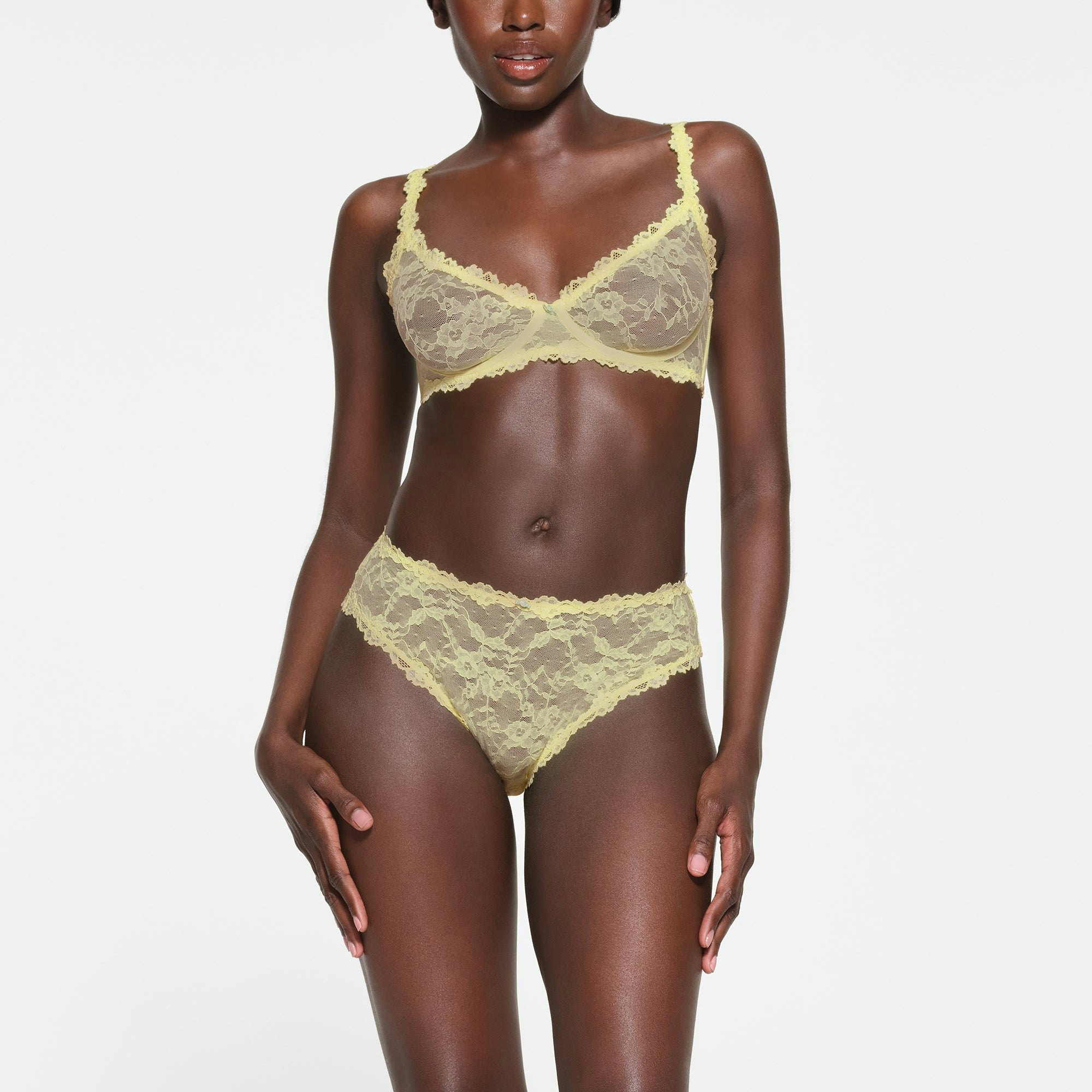 STRETCH LACE UNLINED DEMI BRA | LEMONADE ON A MODEL FRONT VIEW