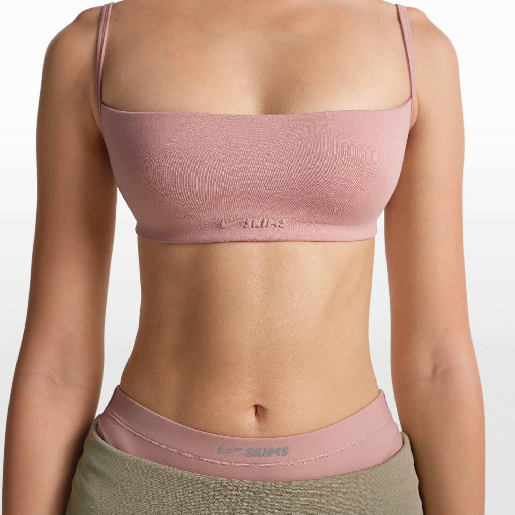 NikeSKIMS MATTE MICRO BRA | HIMALAYAN ON A MODEL FRONT VIEW @ | FOCUS: 0.0, 1.0, 0.9