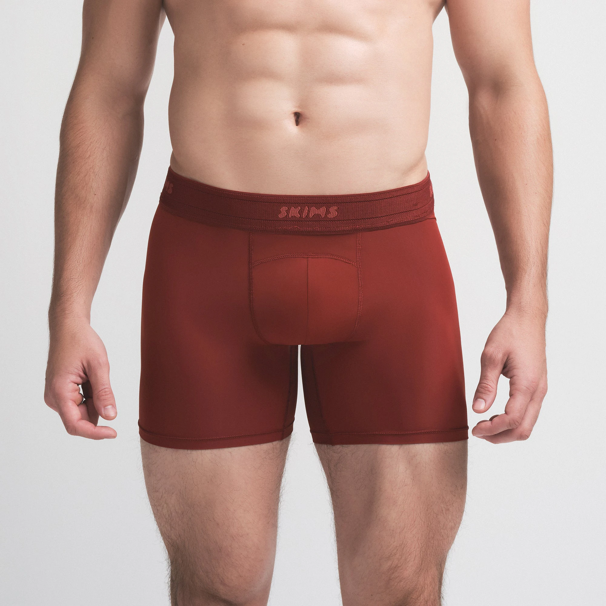 SKIMS SPORT MENS 5" BOXER BRIEF 3-PACK | SANGRIA MULTI ON A MODEL SIDE VIEW | FOCUS: 0.0, 1.0, 0.9