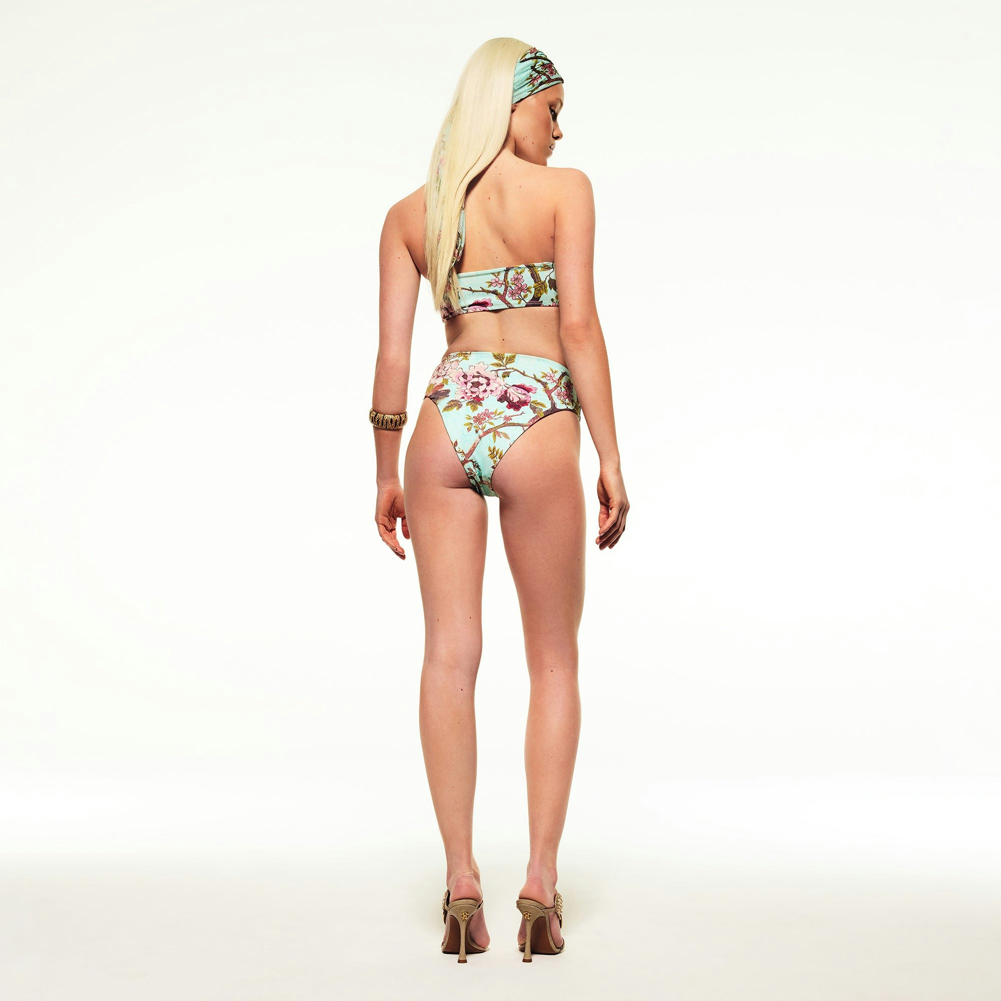 ROBERTO CAVALLI X SKIMS HIGH-WAISTED BIKINI BOTTOM | FAGIANELLA PRINT ON A MODEL BACK VIEW | FOCUS: 0.0, 1.0, 0.9